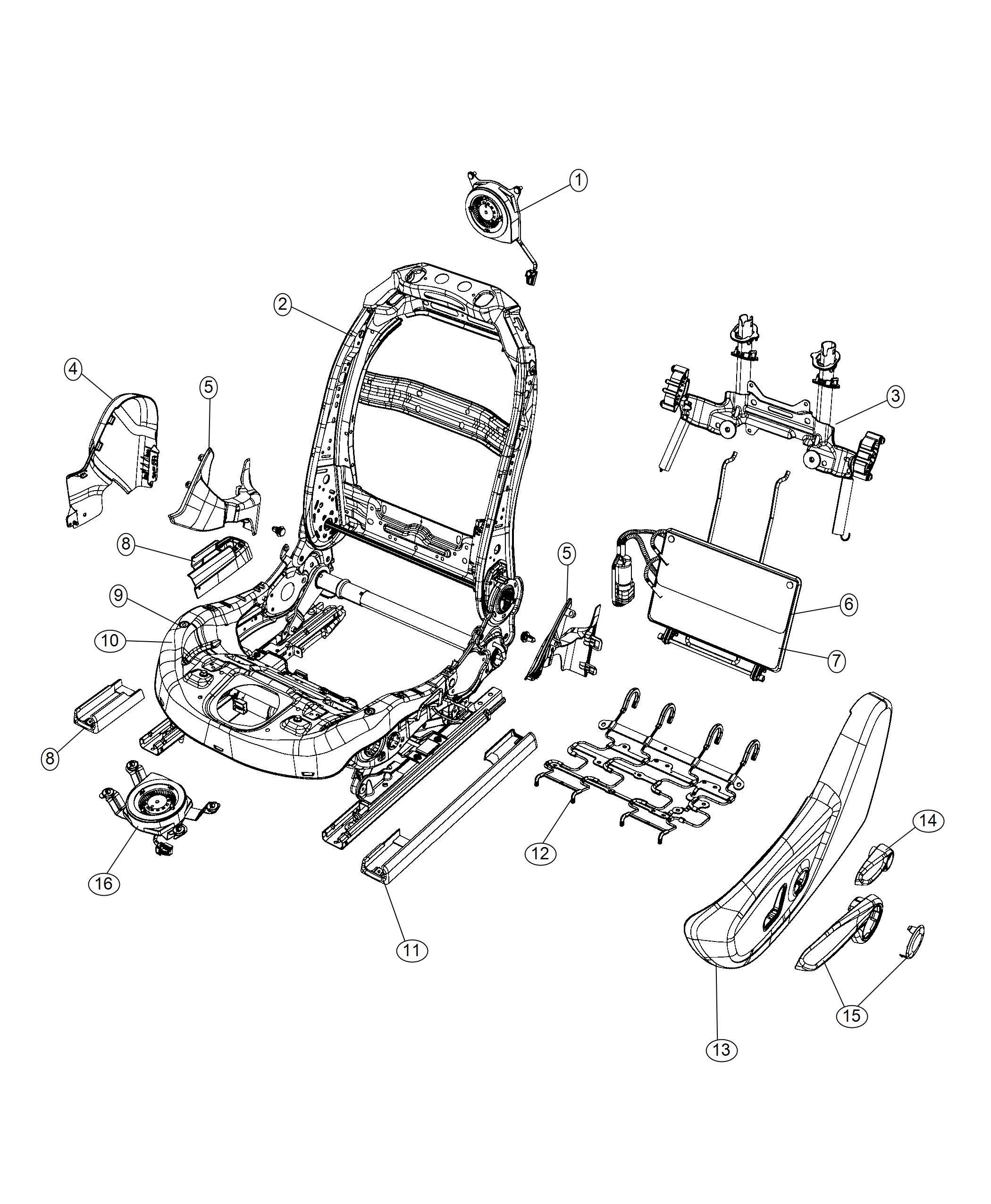 Diagram Adjusters, Recliners and Shields - Driver Seat - Power and Manual. for your 2023 Jeep Cherokee   