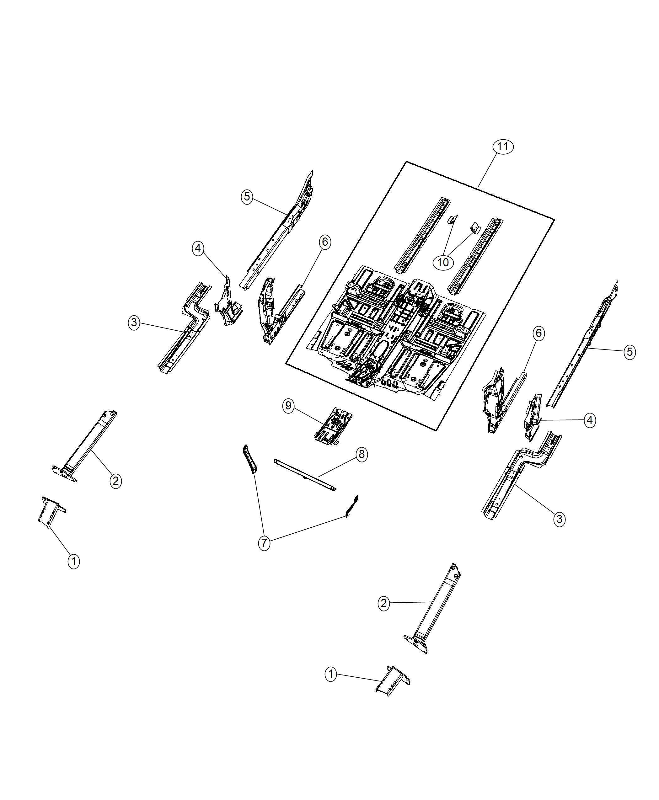 Diagram Front Floor Pan. for your Jeep