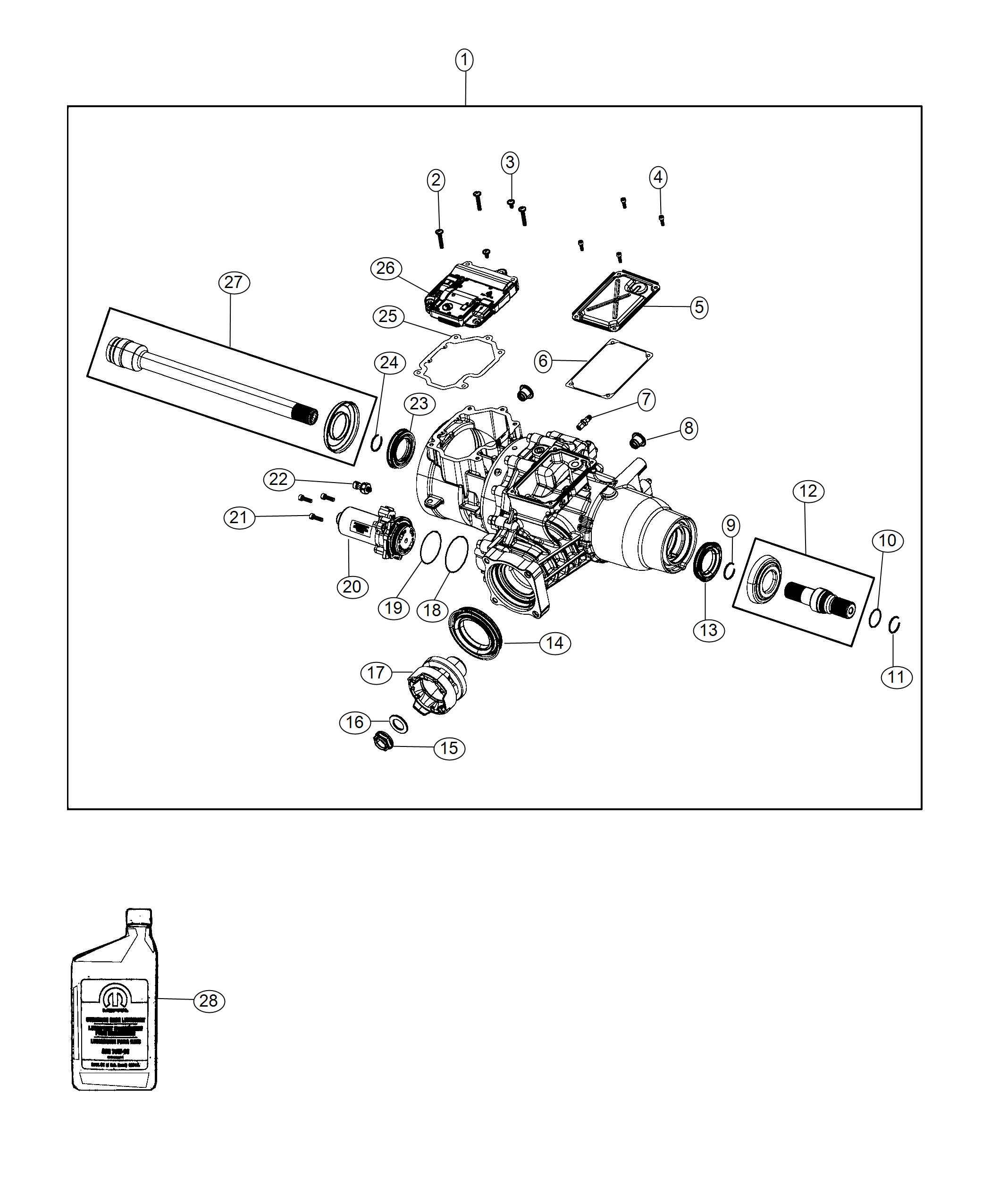 Diagram Housing and Differential With Internal Components With [4WD Two Speed Power Takeoff]. for your 2001 Chrysler 300  M 