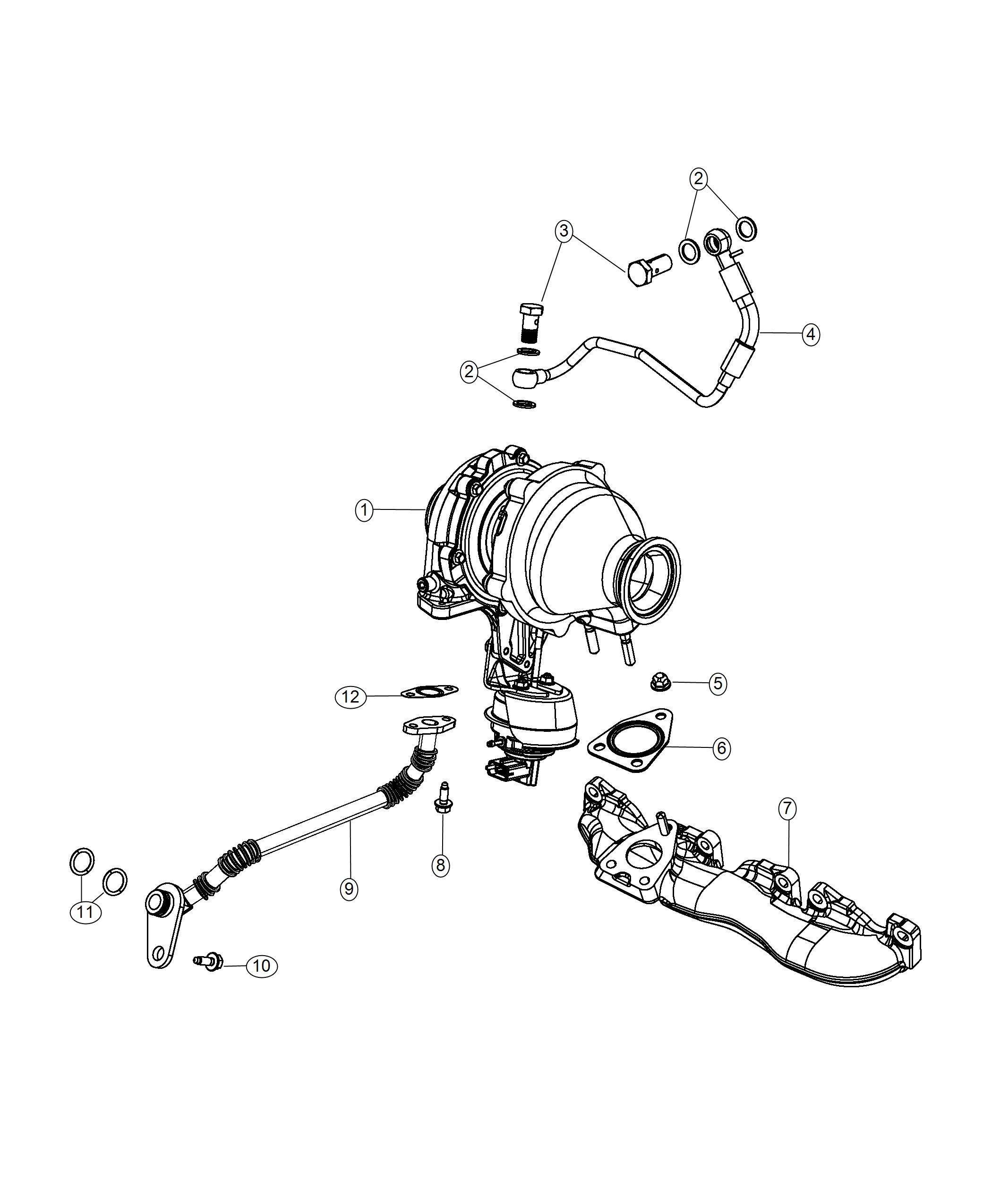 Diagram Turbocharger And Oil Hoses/Tubes 2.0L Diesel. for your Jeep