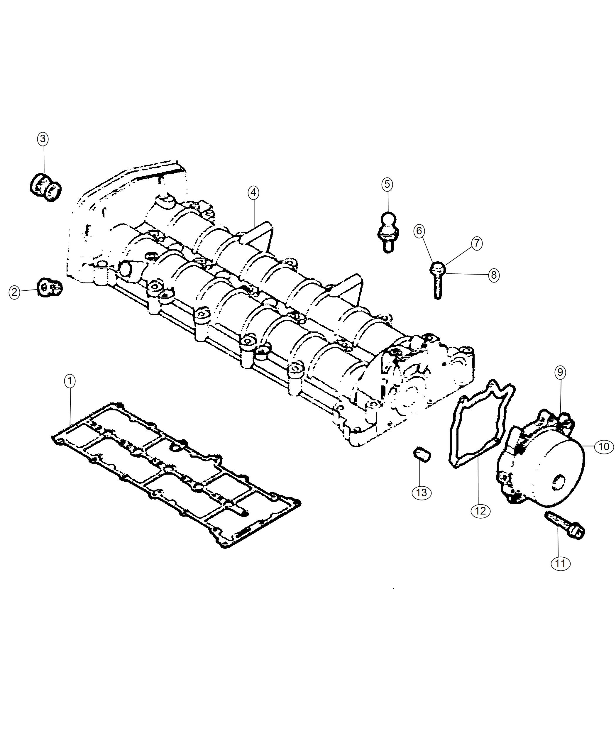 Diagram Cylinder Head Cover/Camshaft Carrier 2.2L Diesel. for your 2017 Jeep Cherokee   