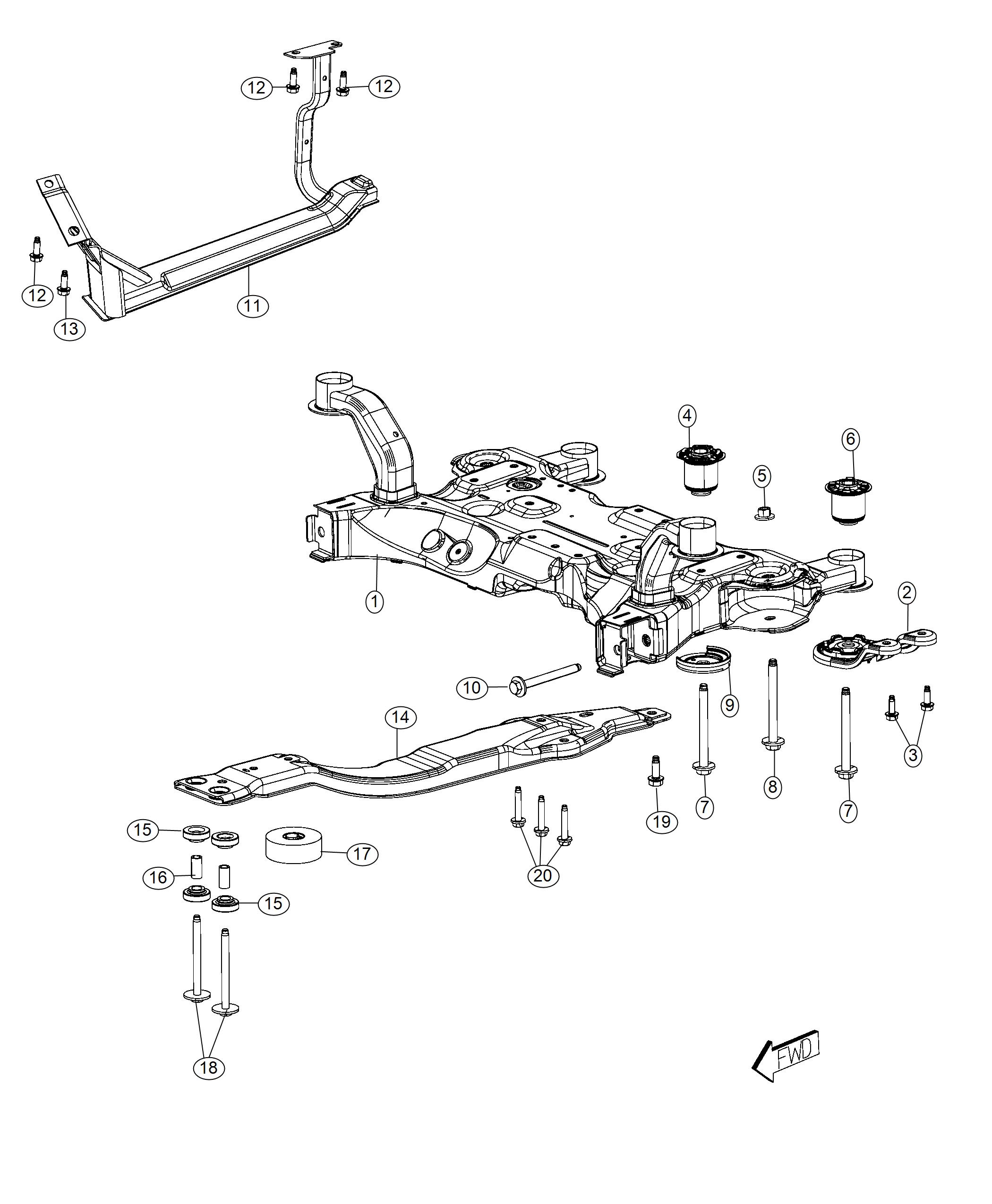 Diagram Crossmember Suspension. for your Dodge Journey  