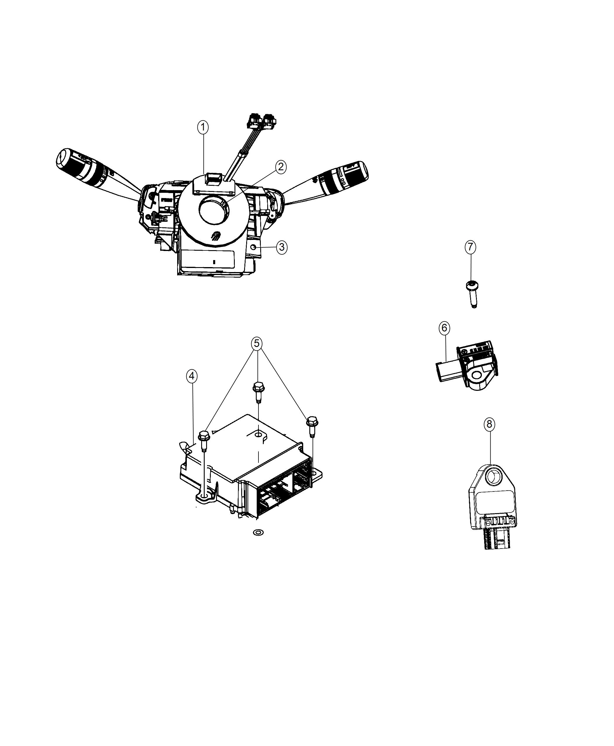 Diagram Air Bag Modules, Impact Sensors and Clock Spring. for your Dodge Journey  