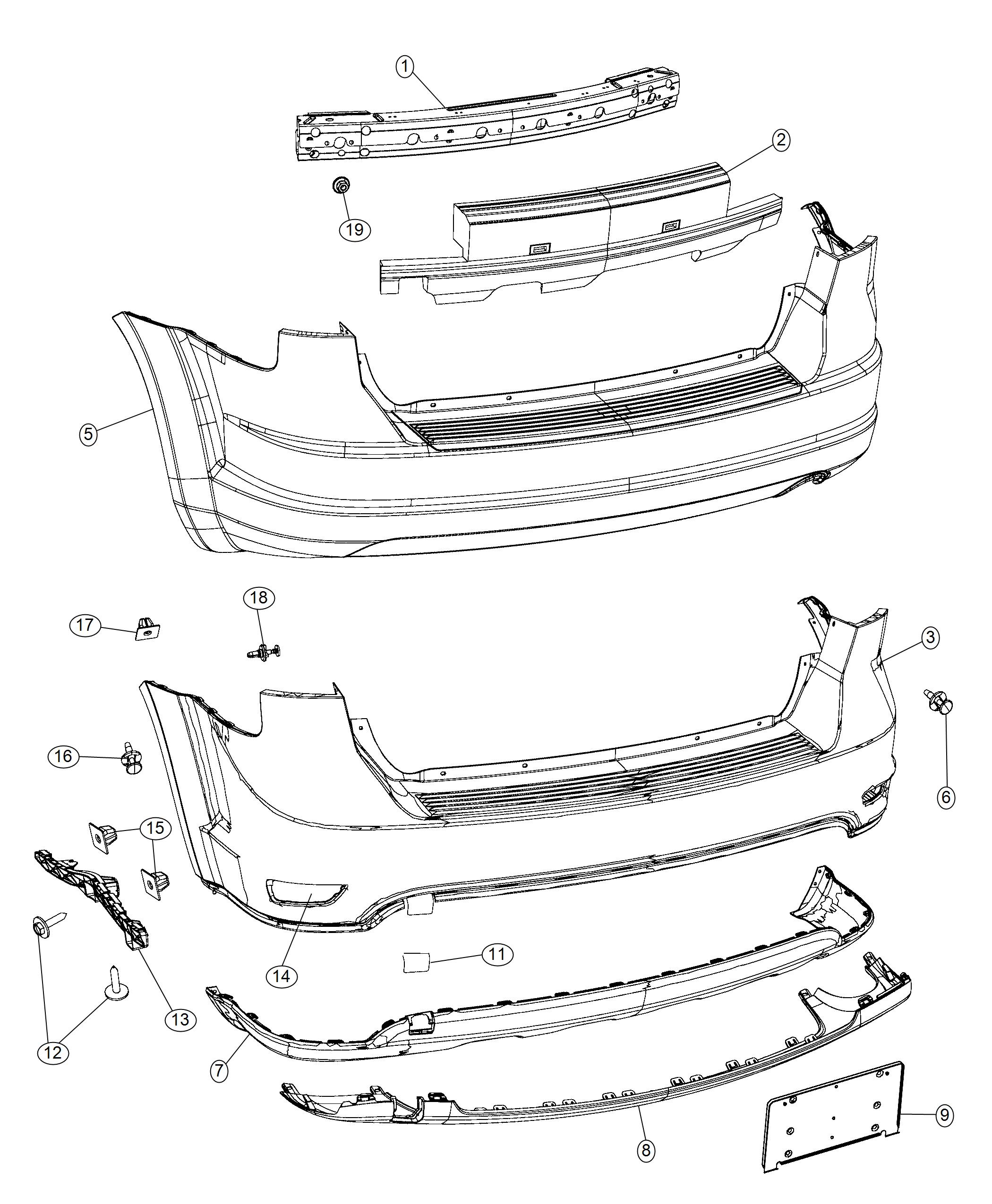 Diagram Fascia, Rear. for your 2010 Dodge Journey   