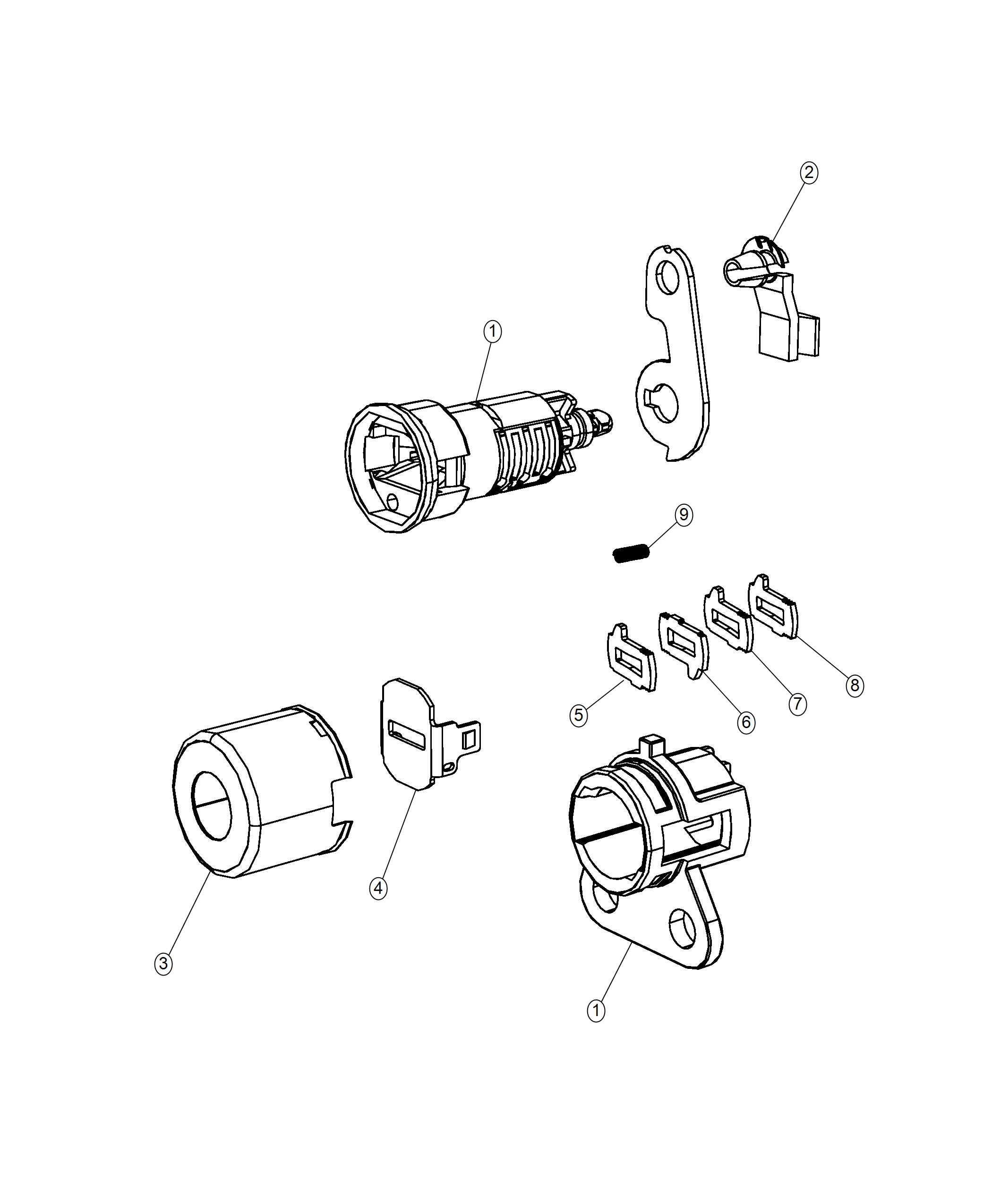 Diagram Door Lock Cylinders. for your 2009 Dodge Journey SE  