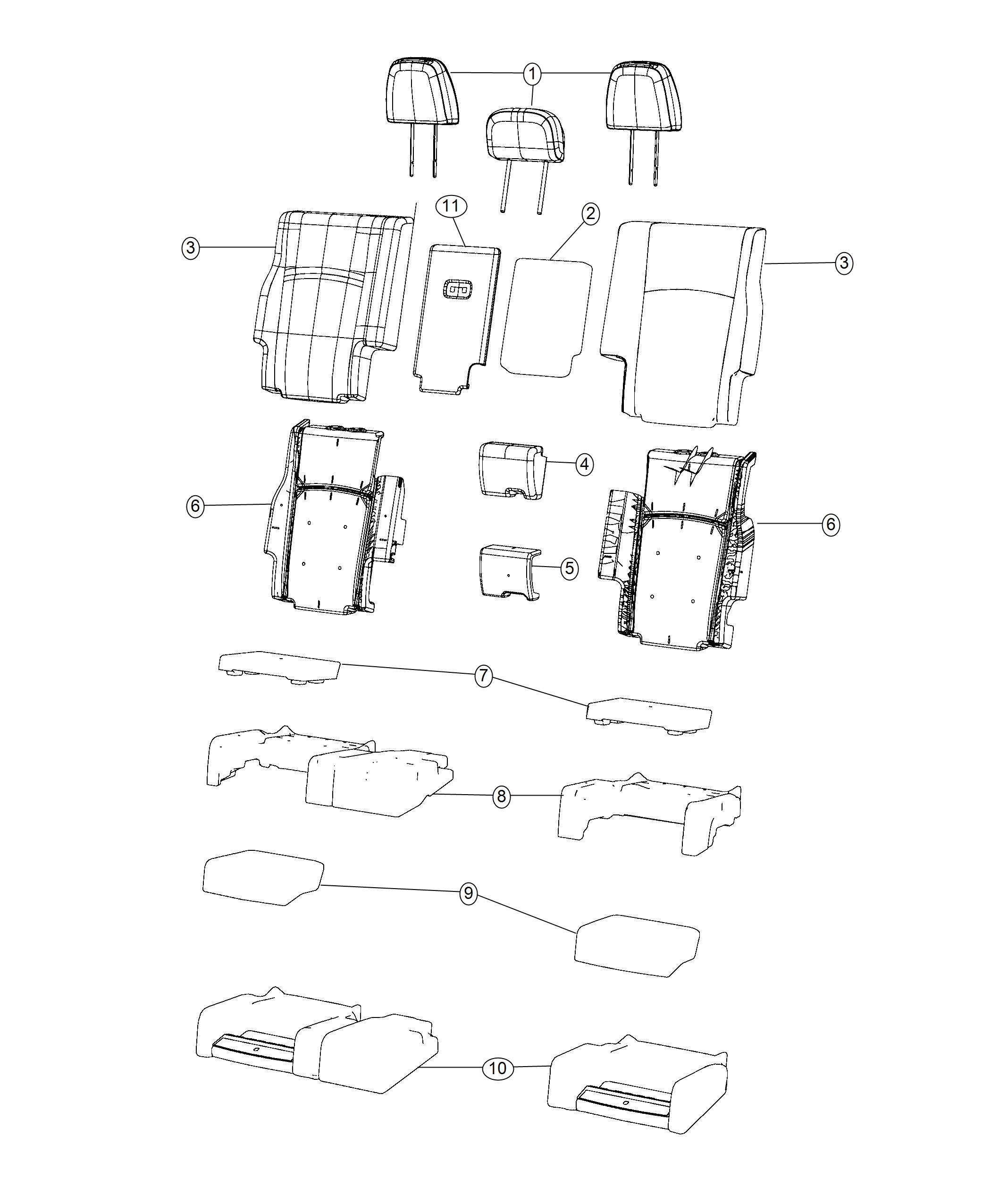 Diagram Rear Seat - Split Seat - With Booster Seats. for your 2003 Chrysler 300  M 