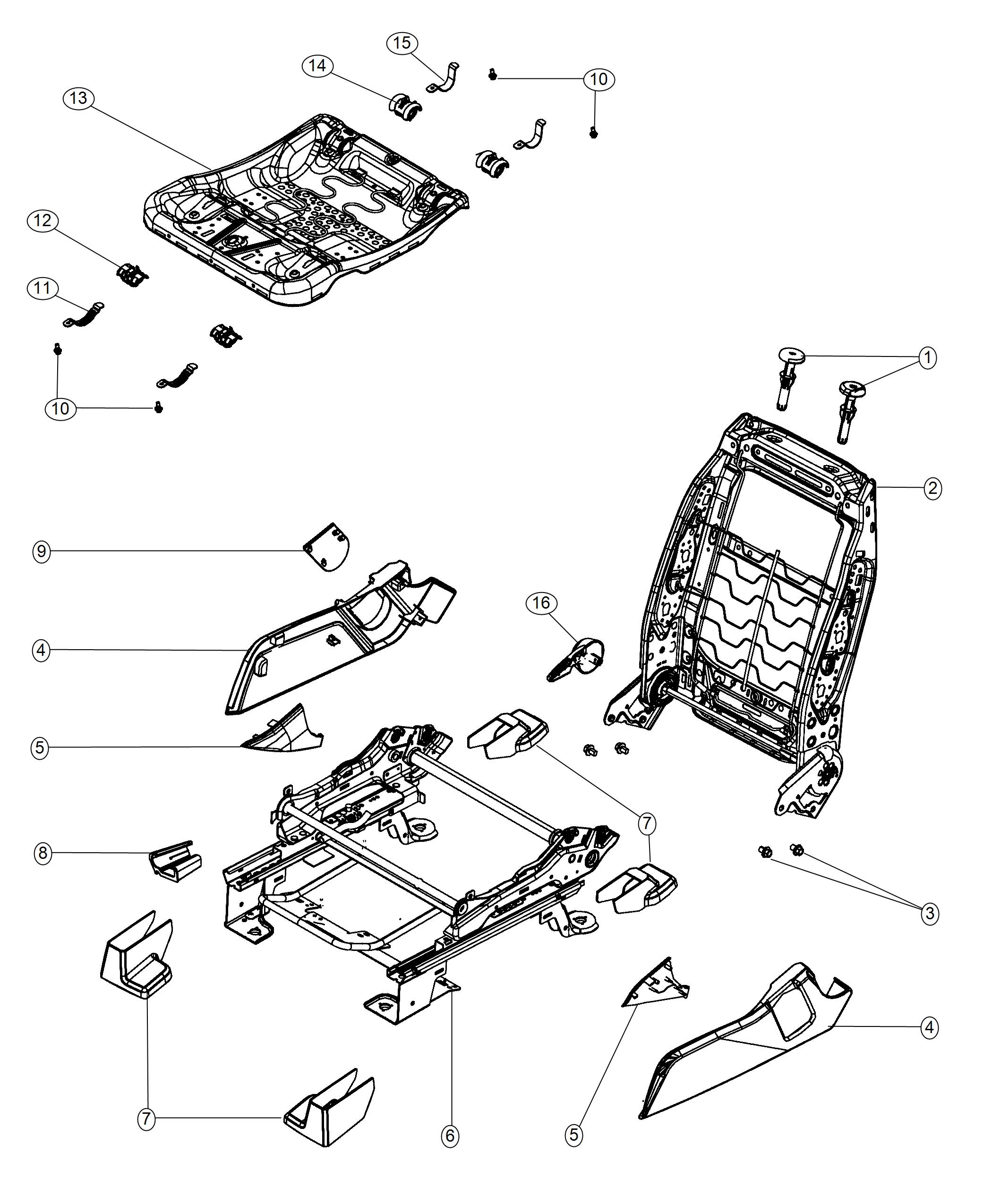 Diagram Adjusters, Recliners and Shields - Passenger Seat - Manual. for your Chrysler 300  M