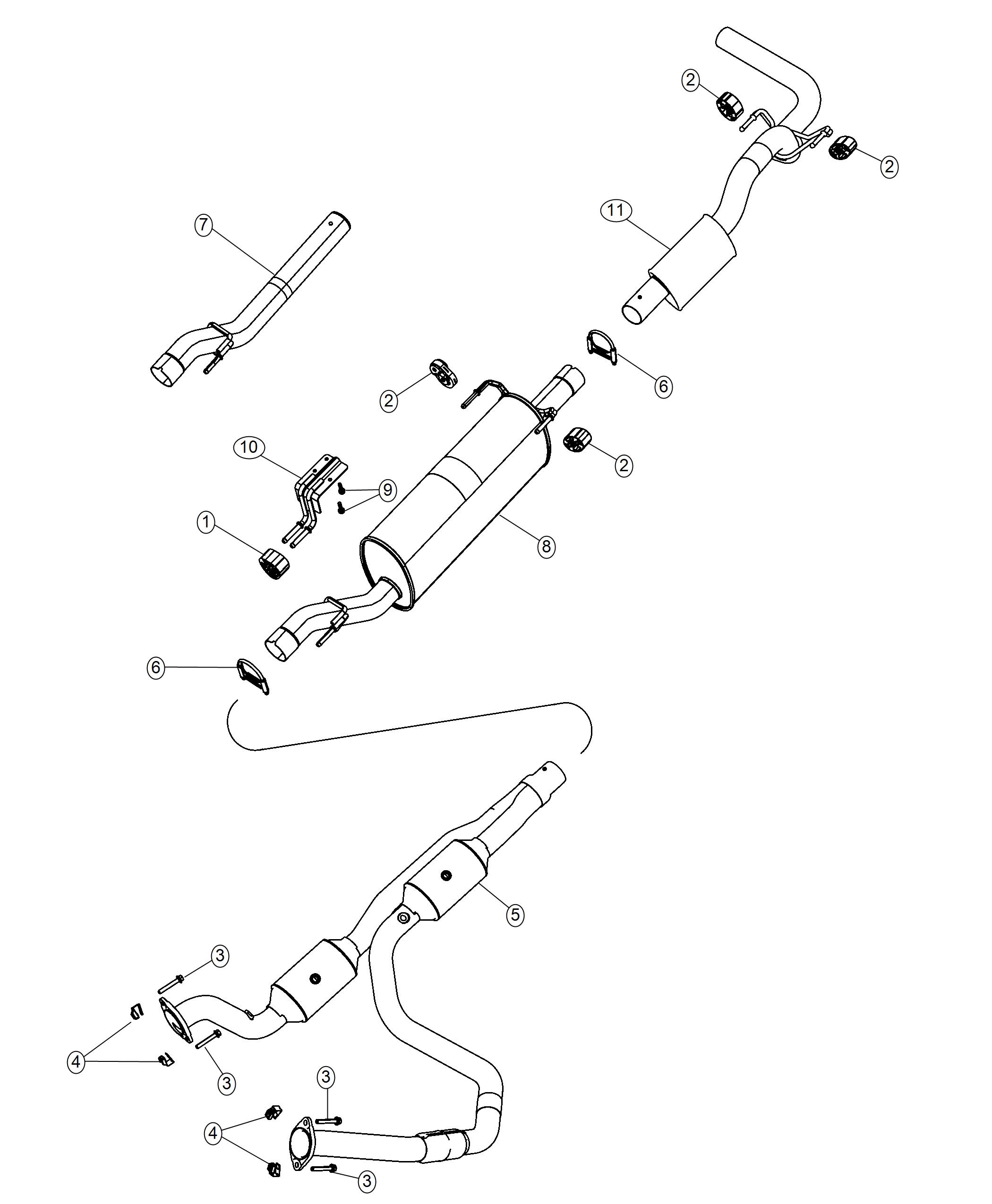 Diagram Exhaust System 6.4L [6.4L V8 Heavy Duty HEMI MDS Engine]. for your Ram 5500  