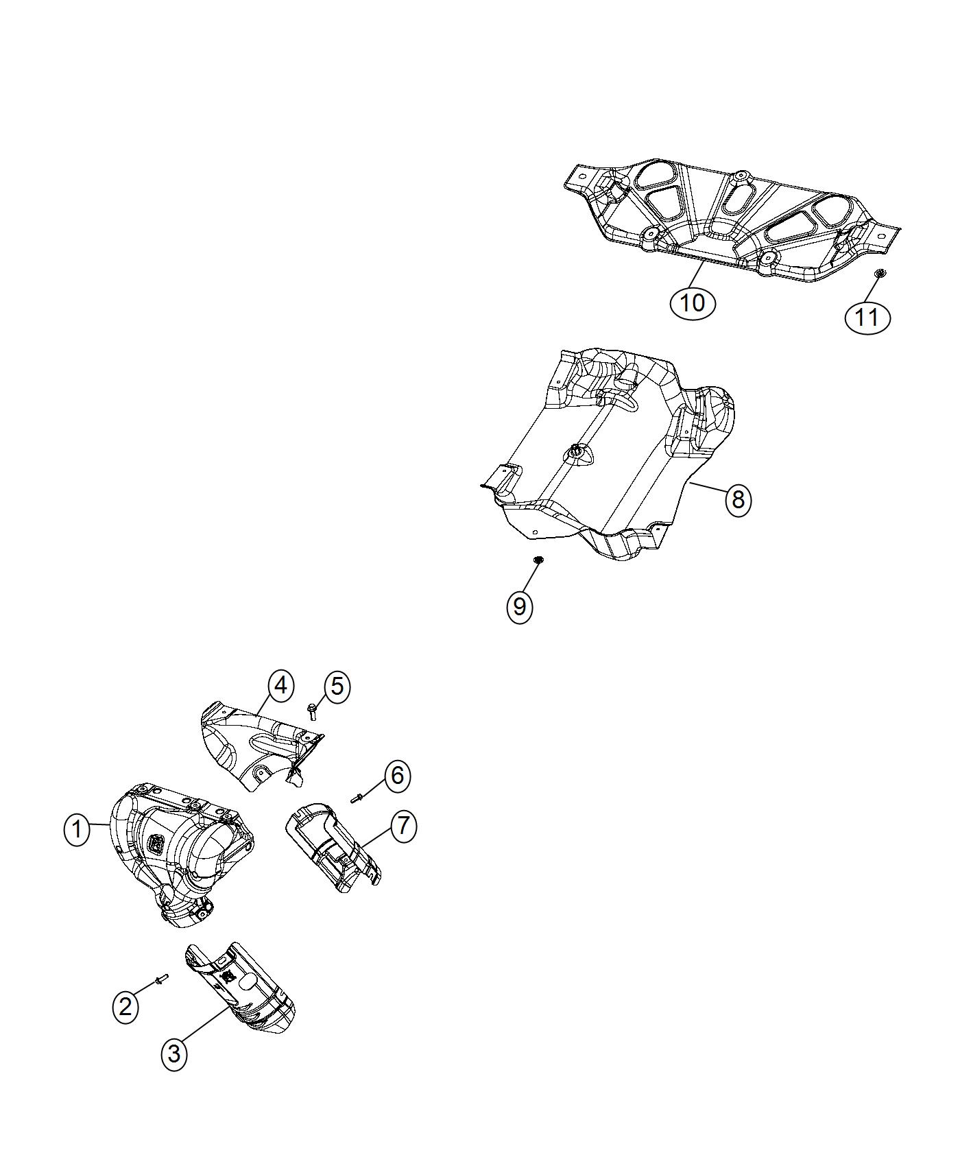 Exhaust System Heat Shields. Diagram