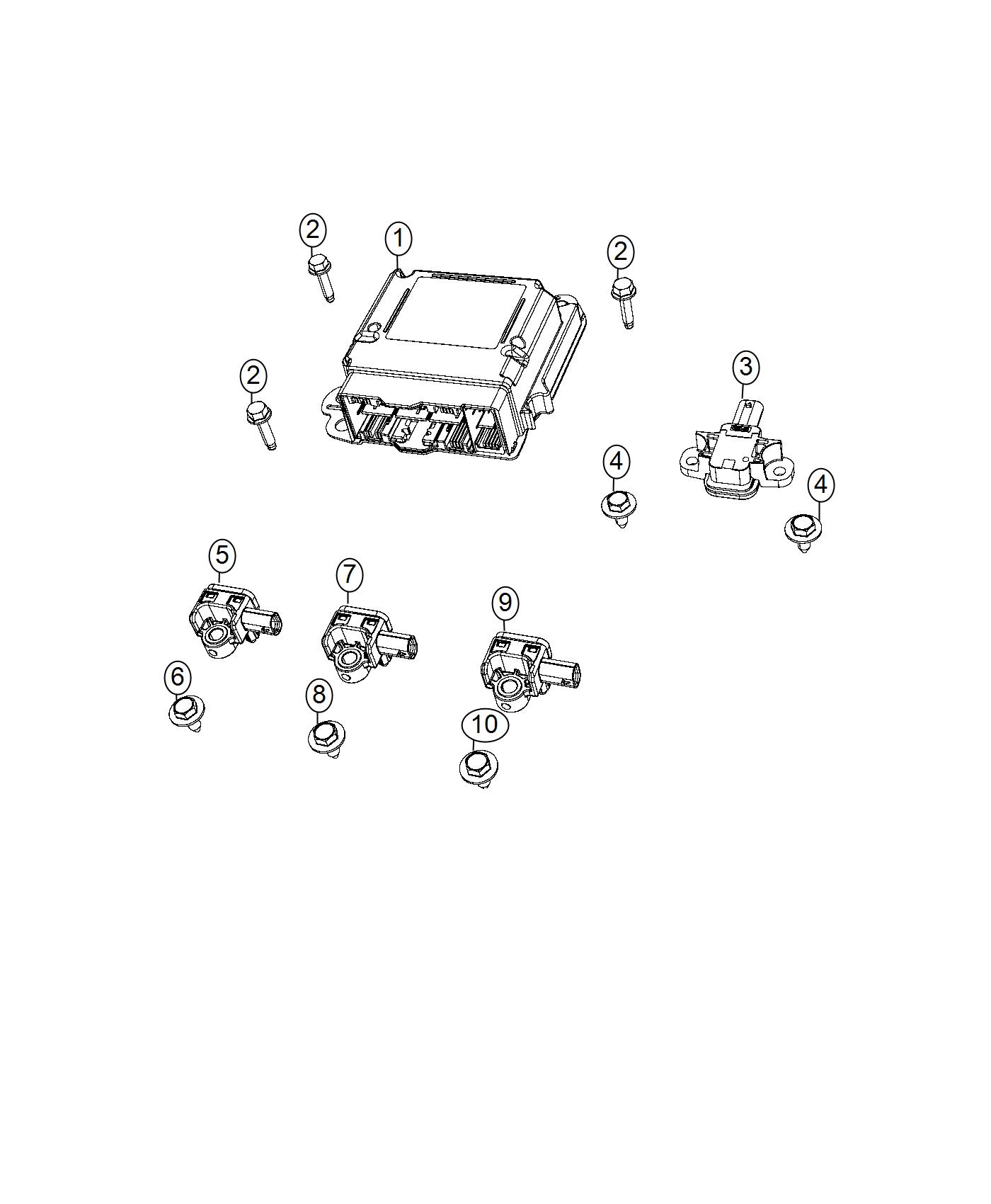 Module, Impact Sensors and Occupant Restraint. Diagram