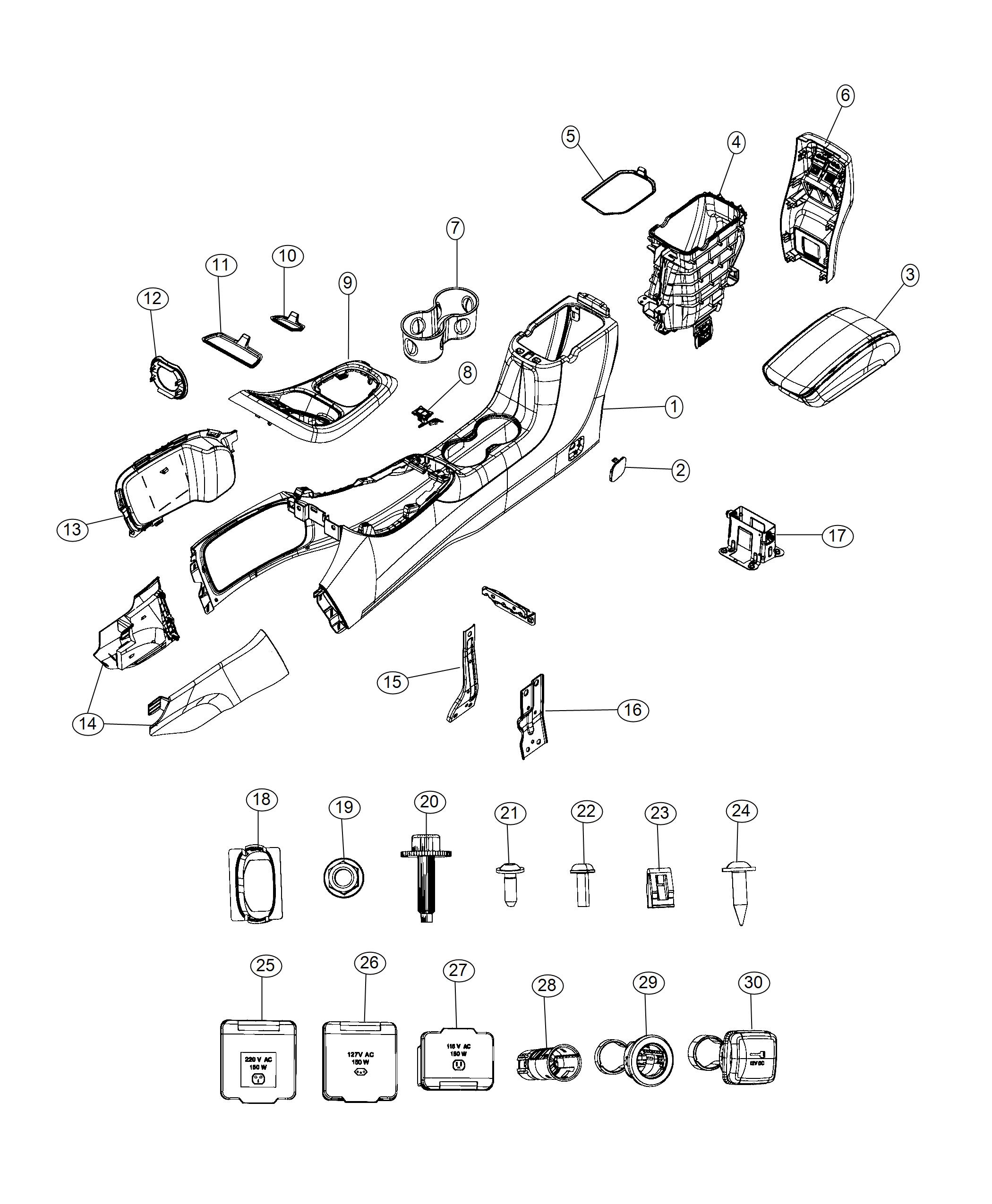 Diagram Floor Console. for your 2004 Chrysler 300  M 