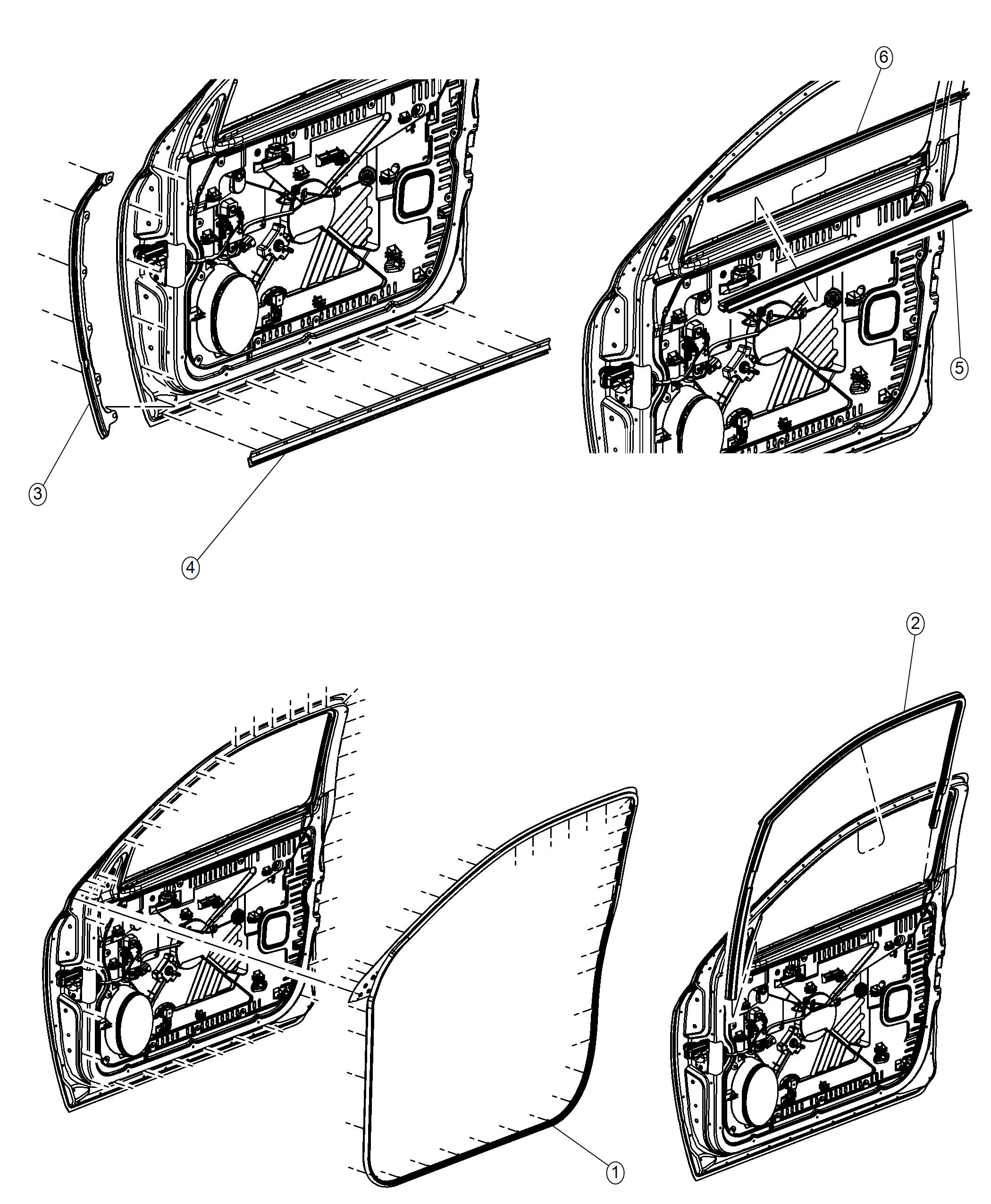 Diagram Weathersrtips, Front Door. for your Ram 5500  