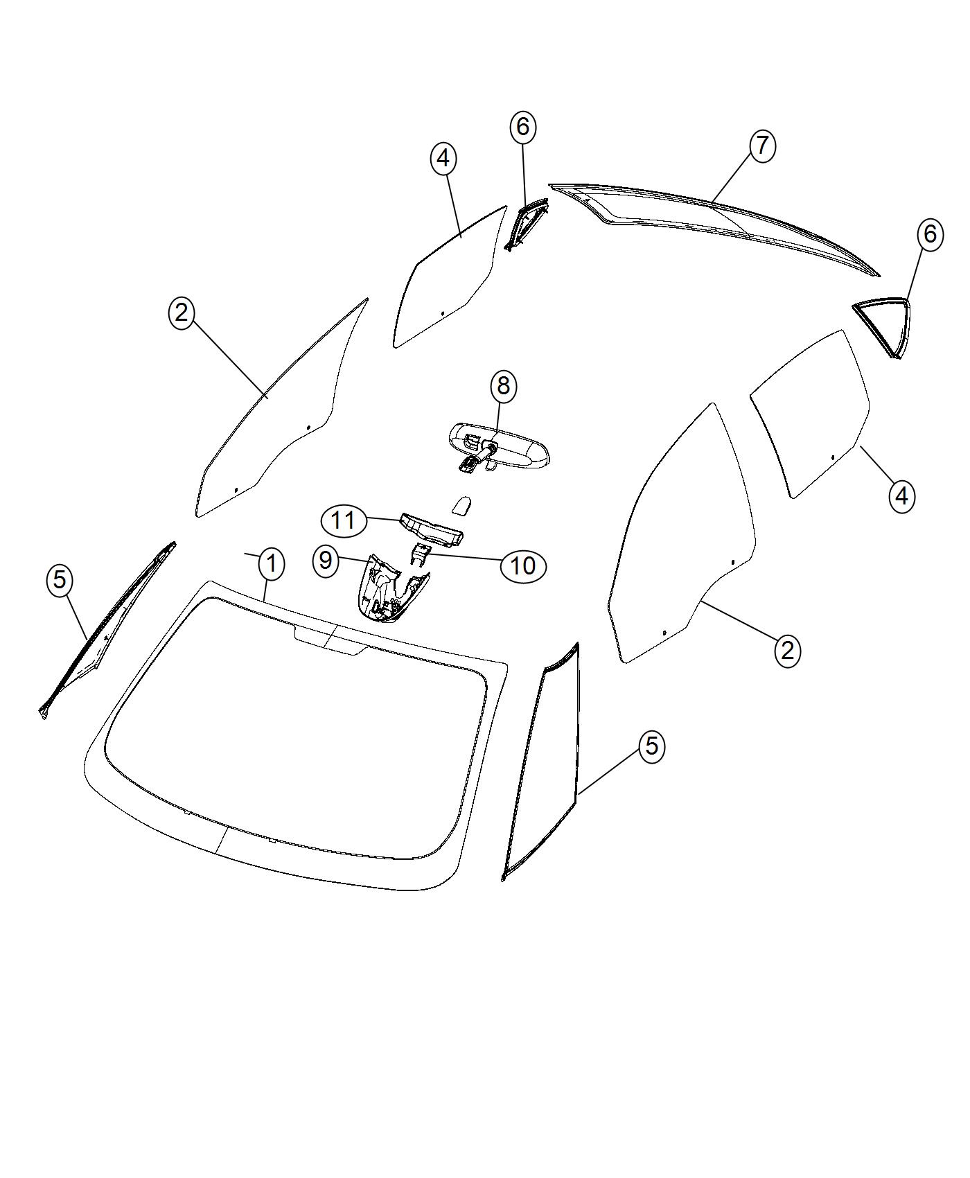 Diagram Glass, Glass Hardware, and Interior Mirrors. for your Fiat