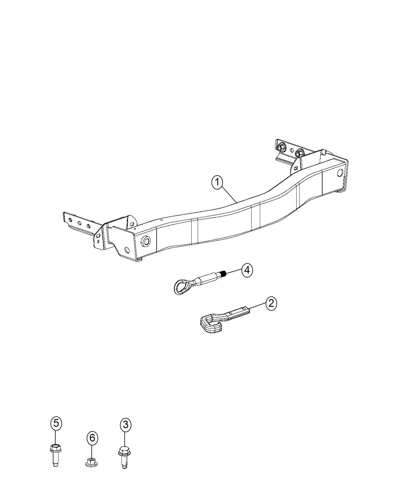 Tow Hooks and Hitch, Rear. Diagram