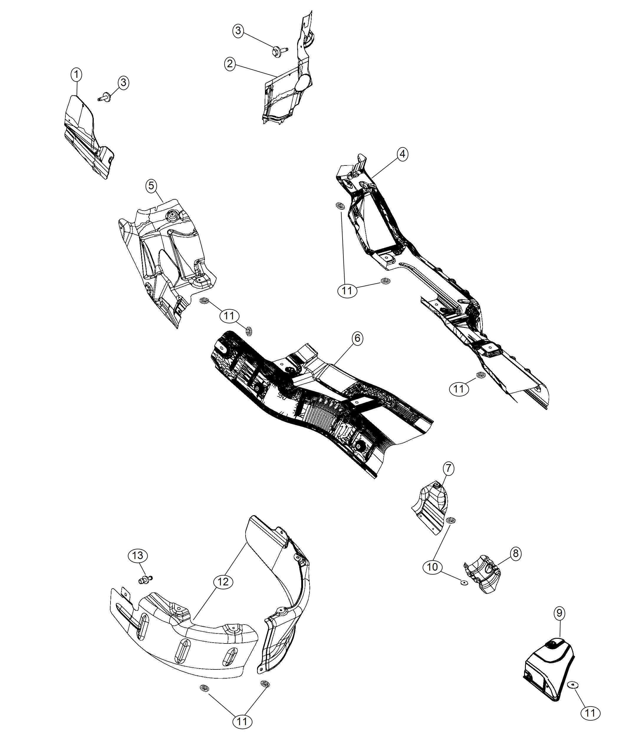 Diagram Exhaust System Heat Shields. for your Dodge