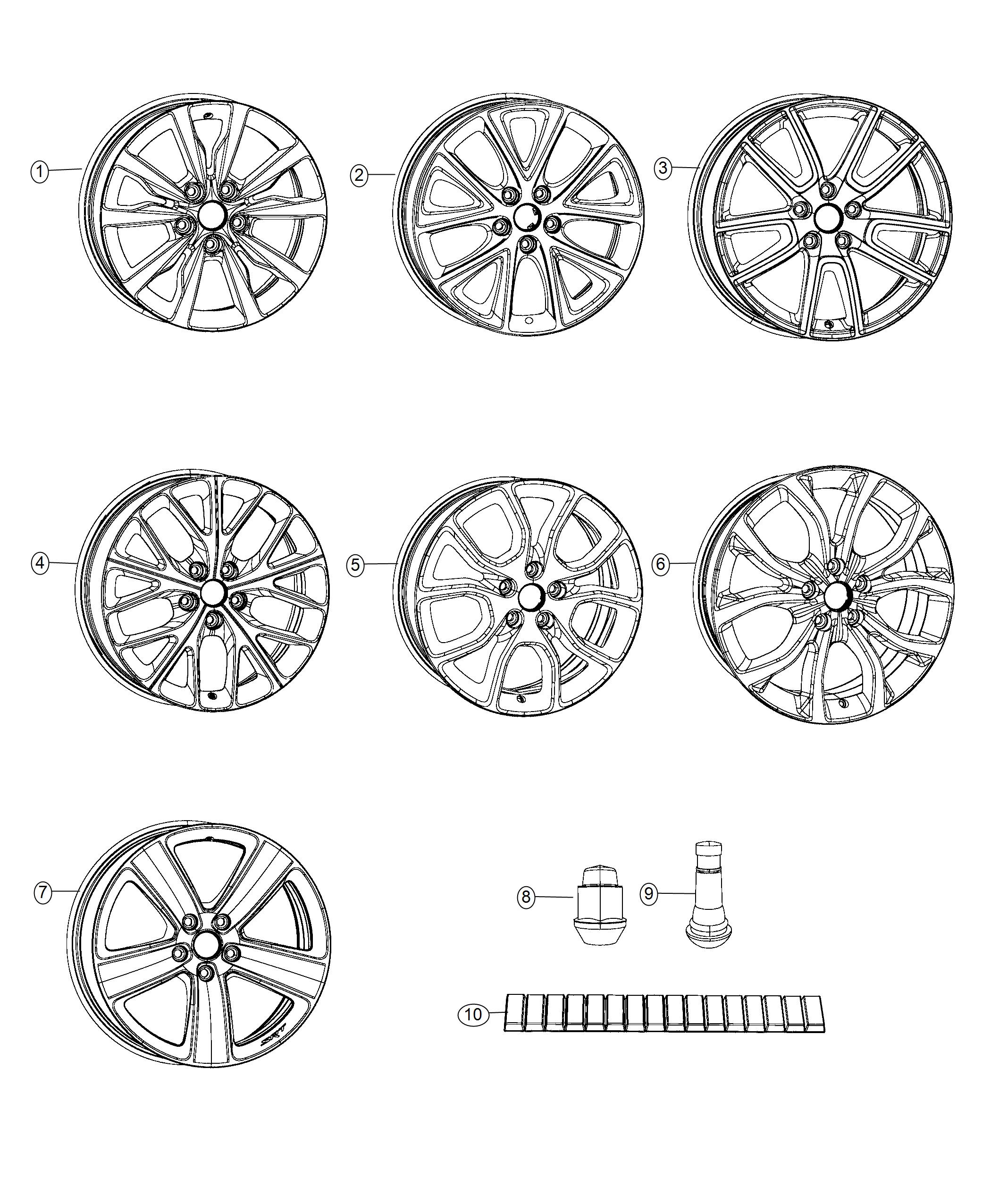 Diagram Wheels and Hardware. for your 2010 Dodge Charger   