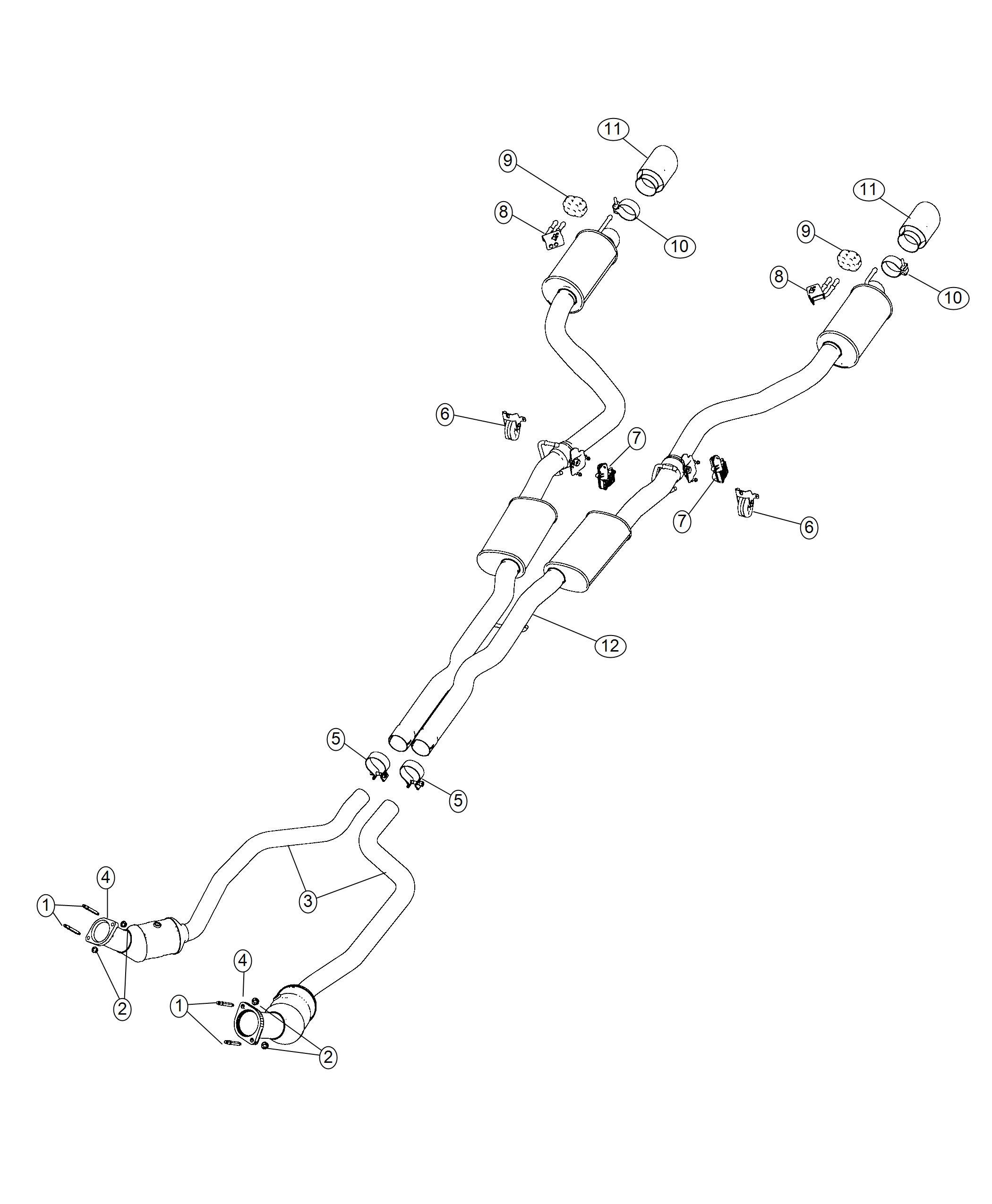 Diagram Exhaust System 6.4L [6.4L V8 SRT HEMI MDS Engine]. for your 2000 Chrysler 300 M  