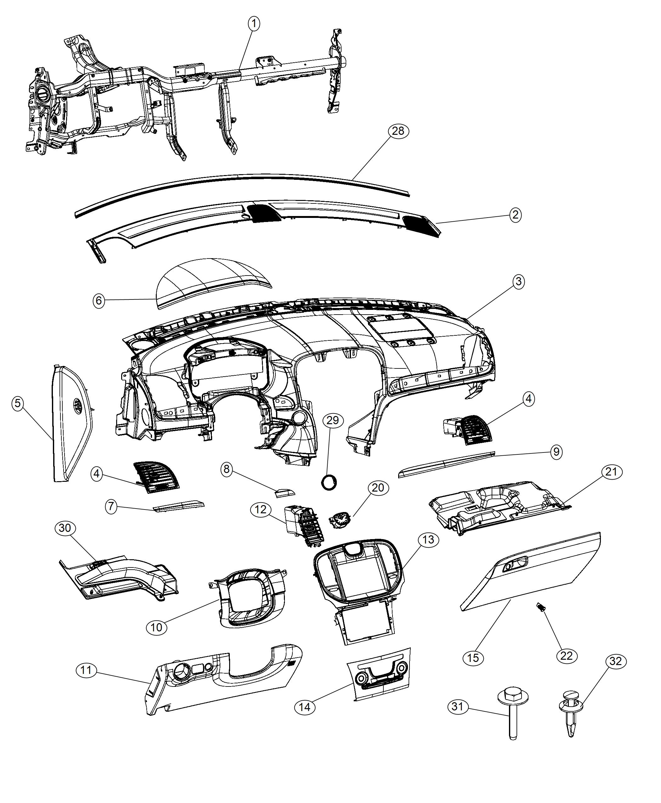 Instrument Panel -LHD. Diagram