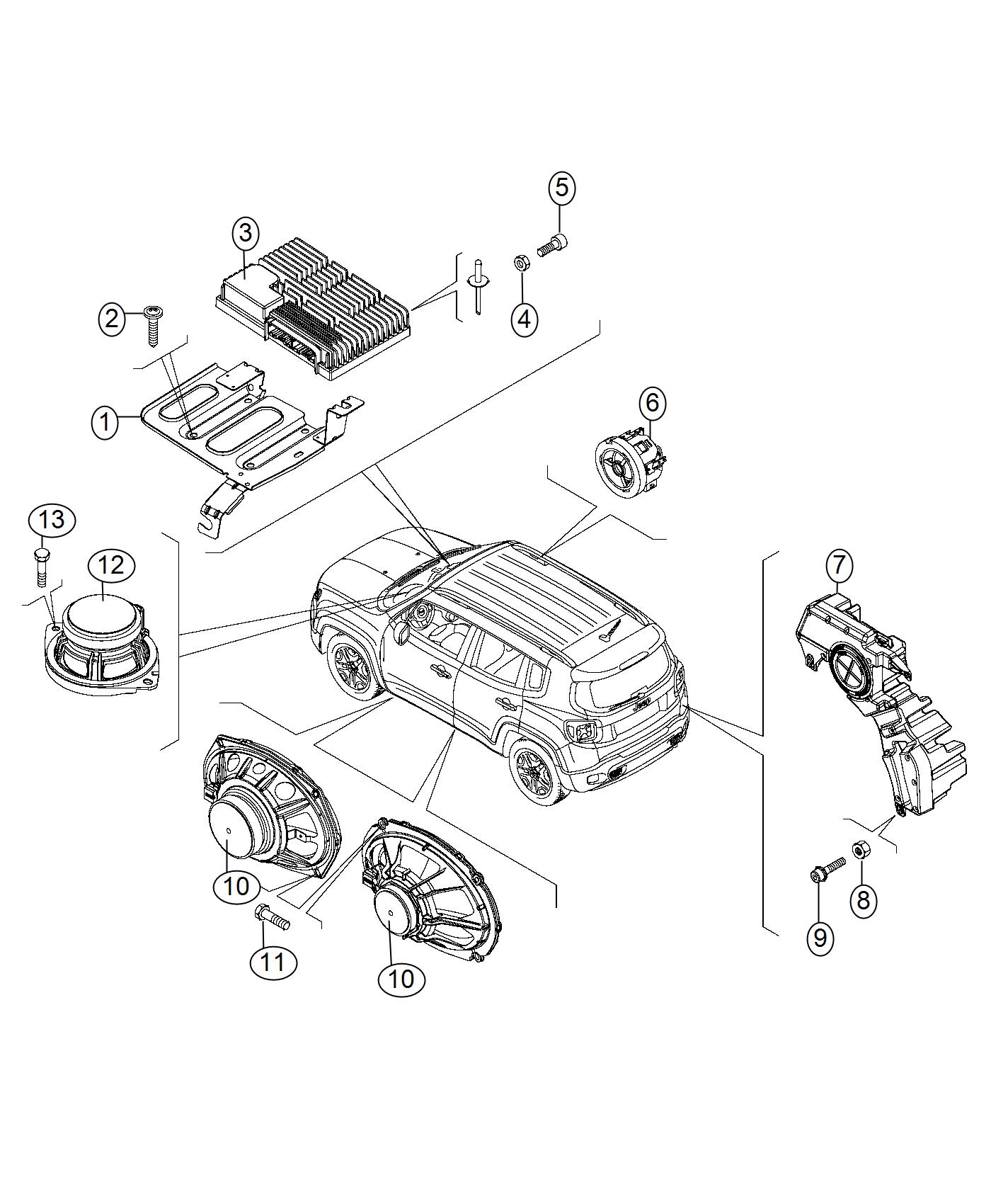 Diagram Speakers And Amplifiers. for your 1998 Jeep Wrangler   