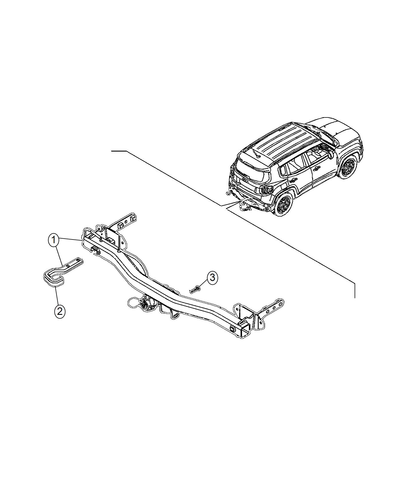 Tow Hooks and Hitches, Rear. Diagram