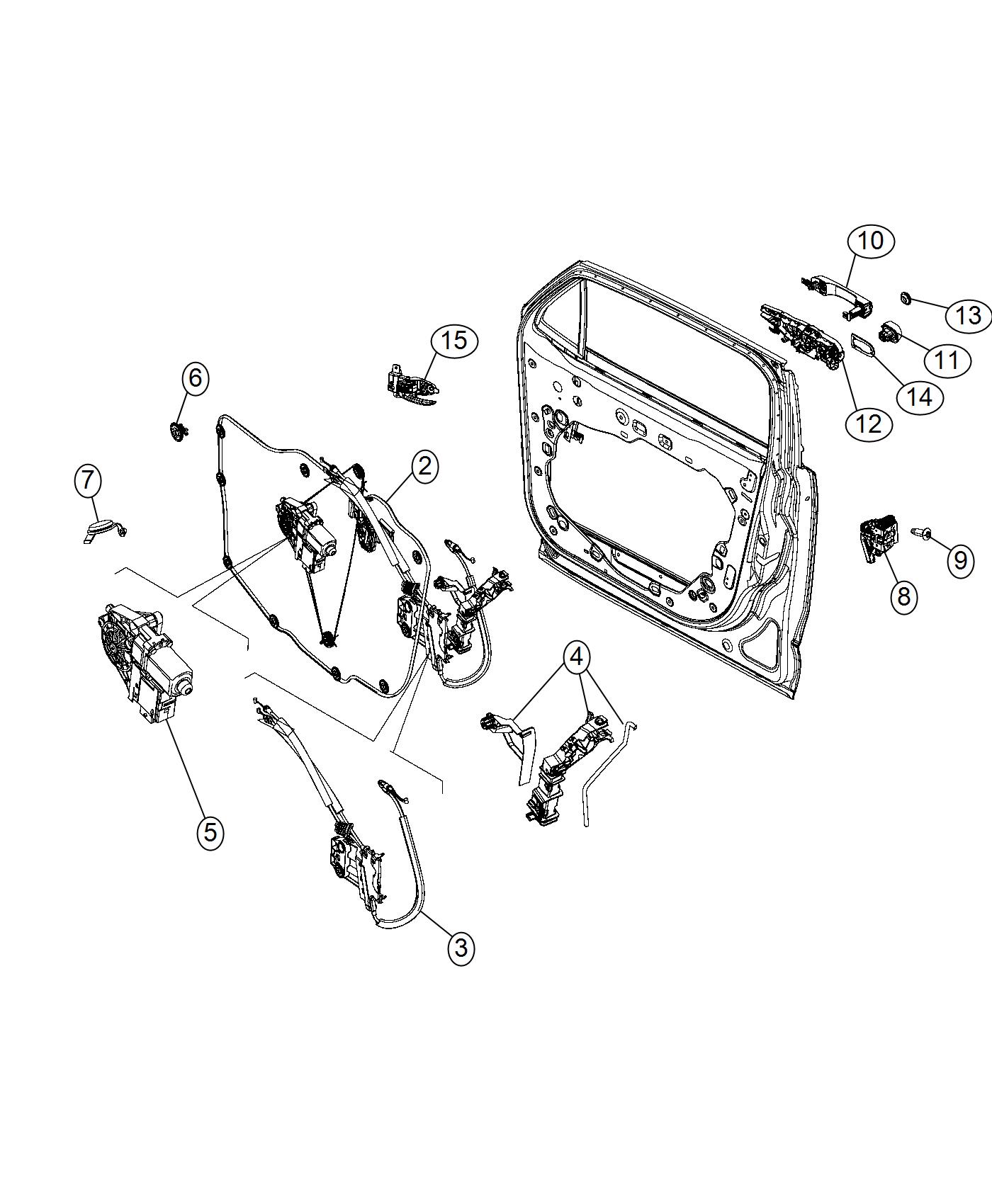 Diagram Front Door, Hardware Components. for your 2022 Jeep Wrangler   