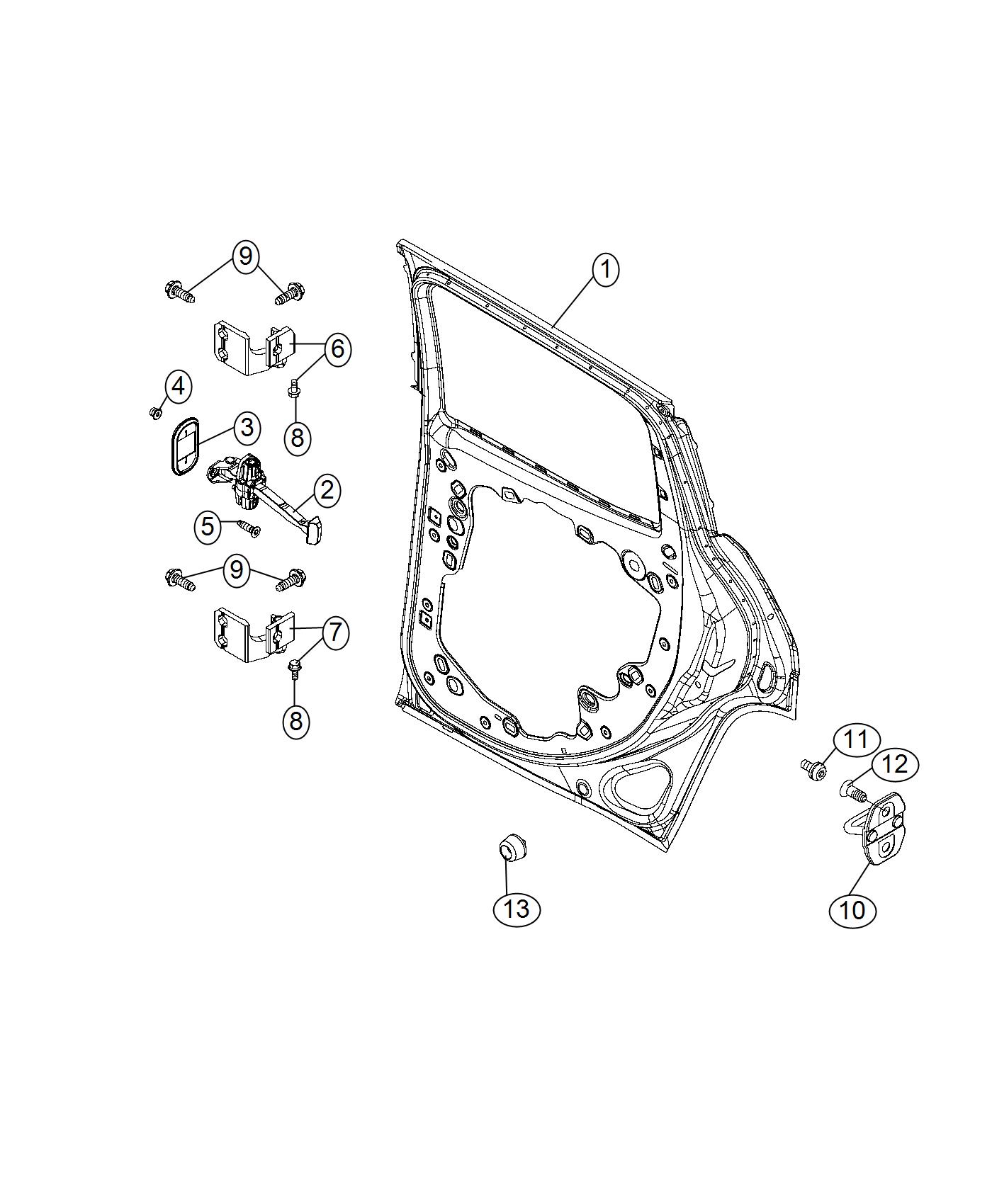 Diagram Rear Door, Shell and Hinges. for your 2001 Chrysler 300  M 