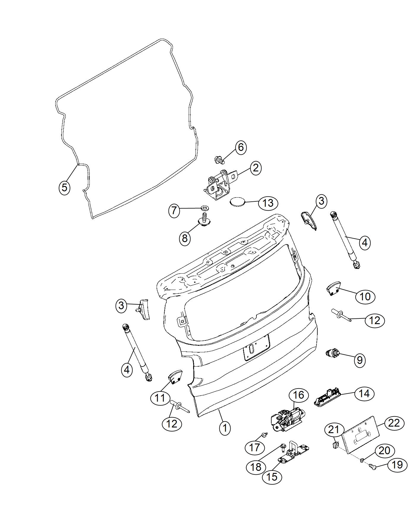 Diagram Liftgate. for your 2000 Chrysler 300  M 