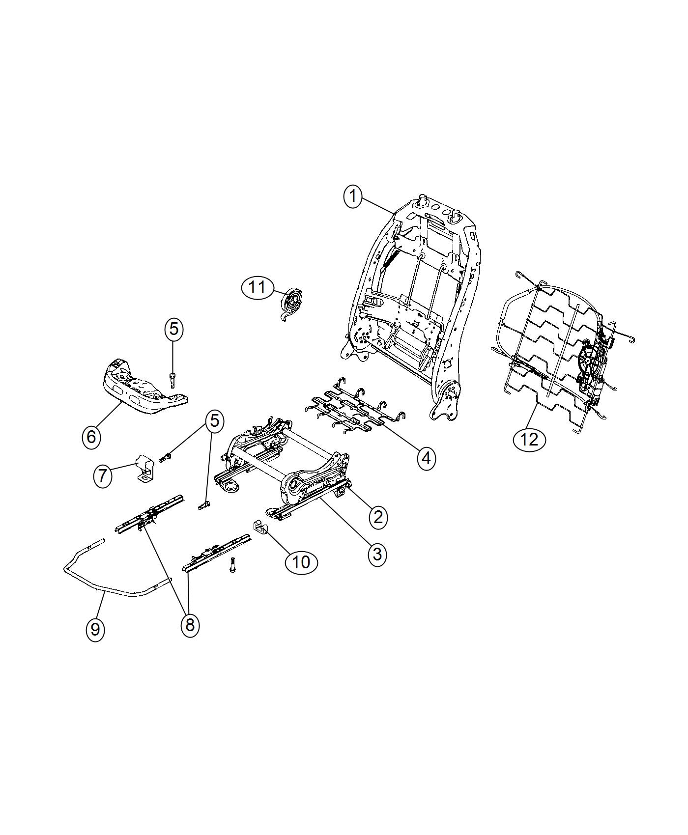 Diagram Adjuster, Recliner And Shields - Passenger Seat. for your 2000 Chrysler 300  M 