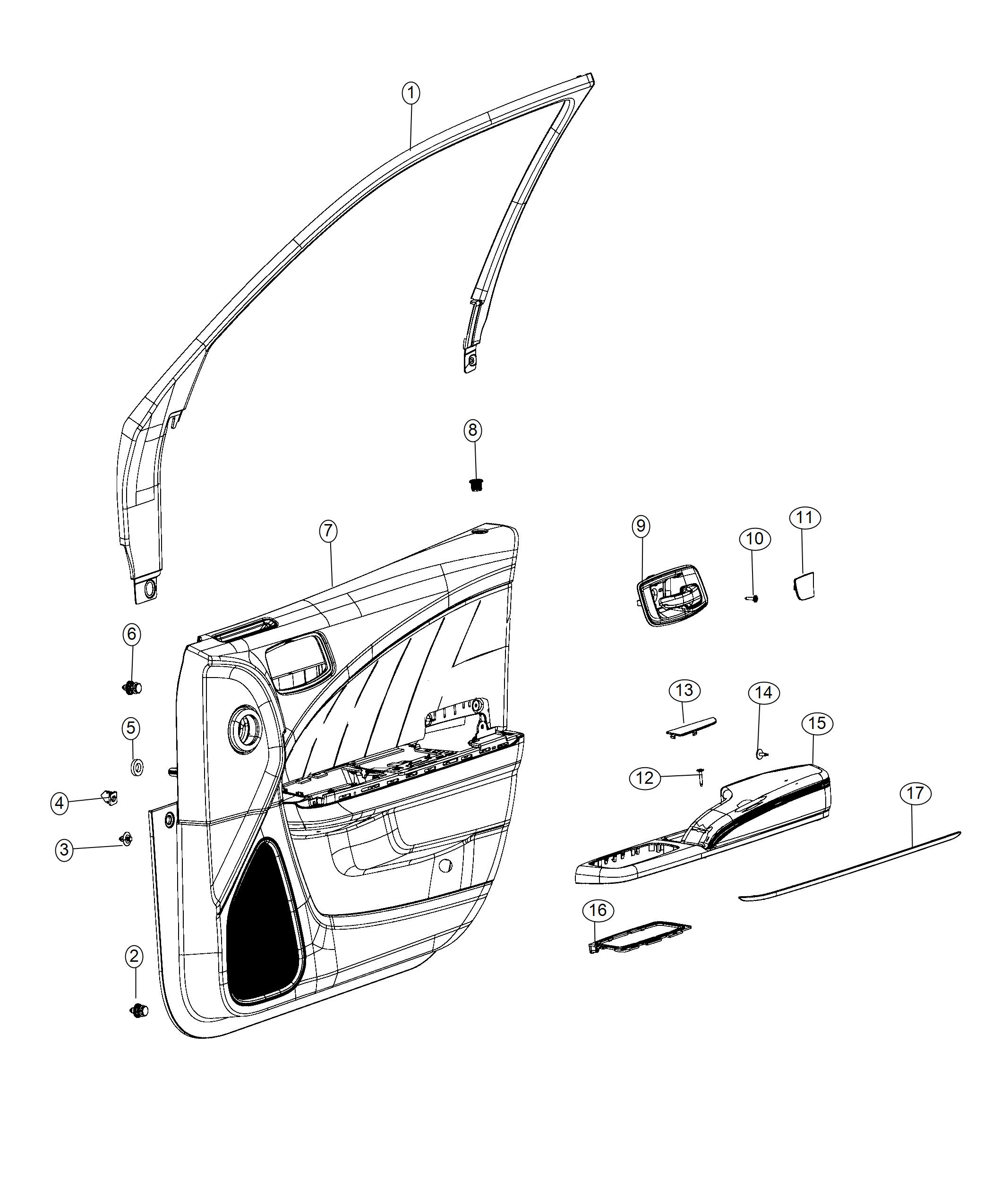 Diagram Front Door Trim Panels. for your 2018 Dodge Charger   