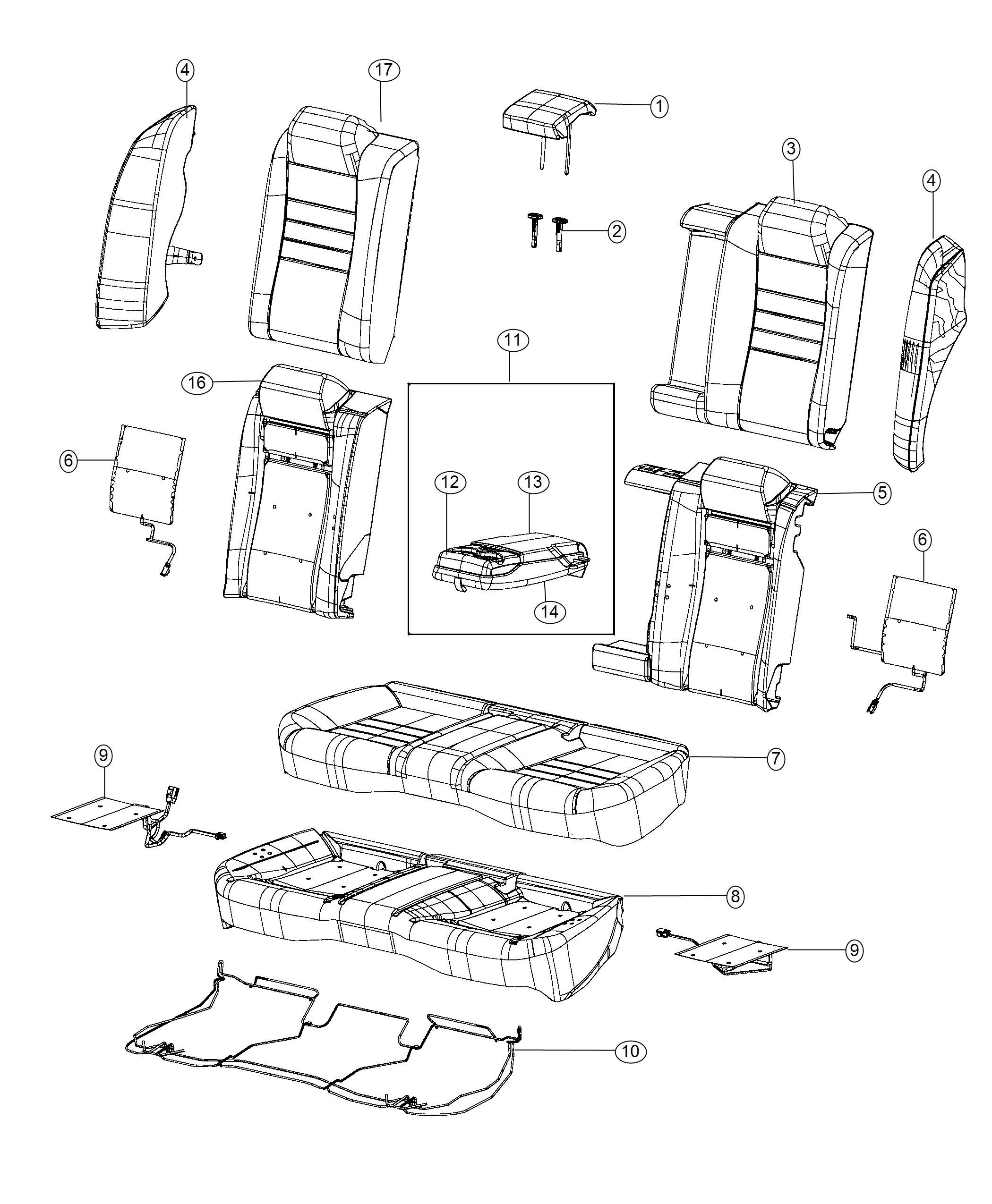 Diagram Rear Seat - Split - Trim Code [AL]. for your Chrysler