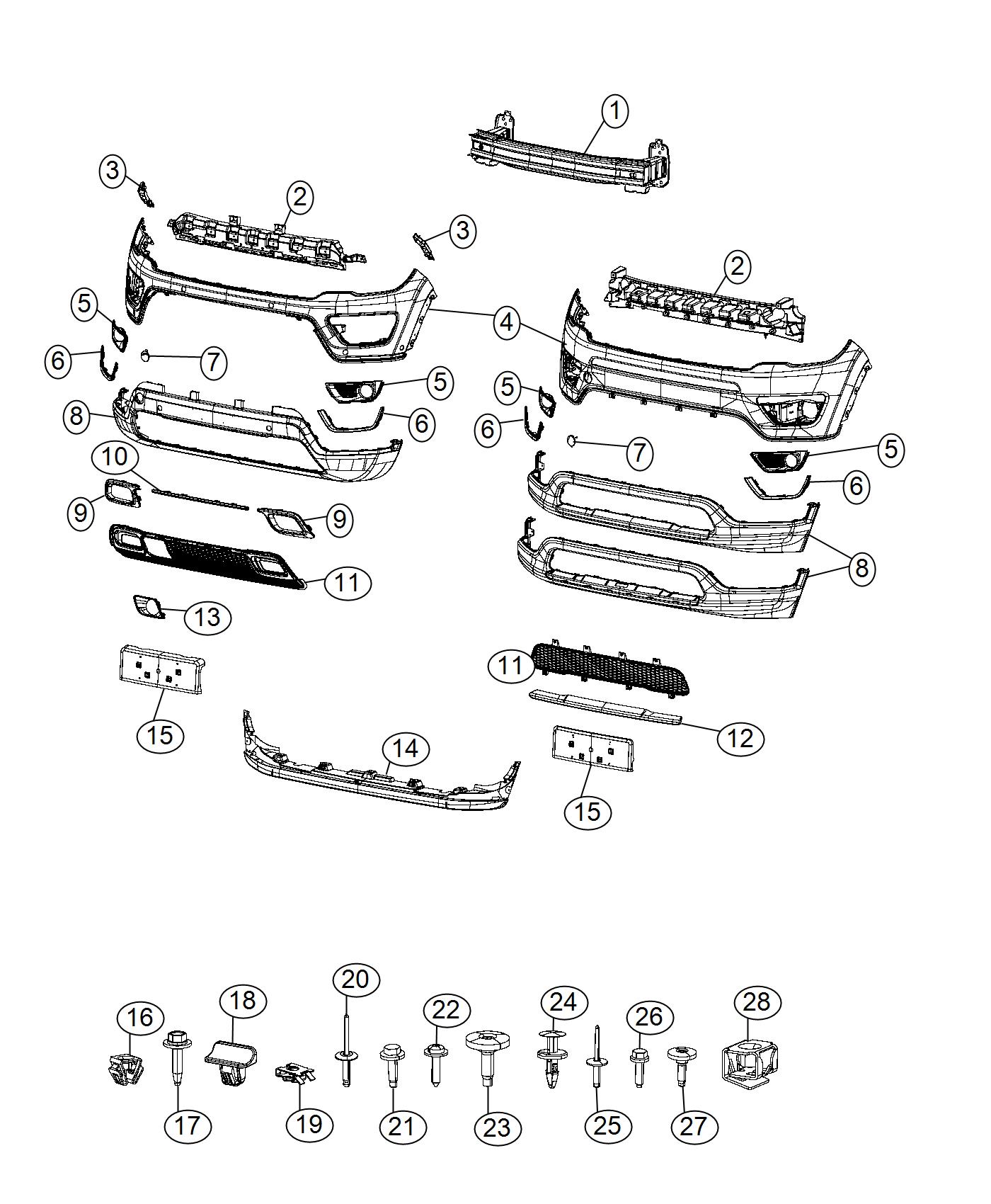 Diagram Fascia, Front. for your 2012 Jeep Wrangler   