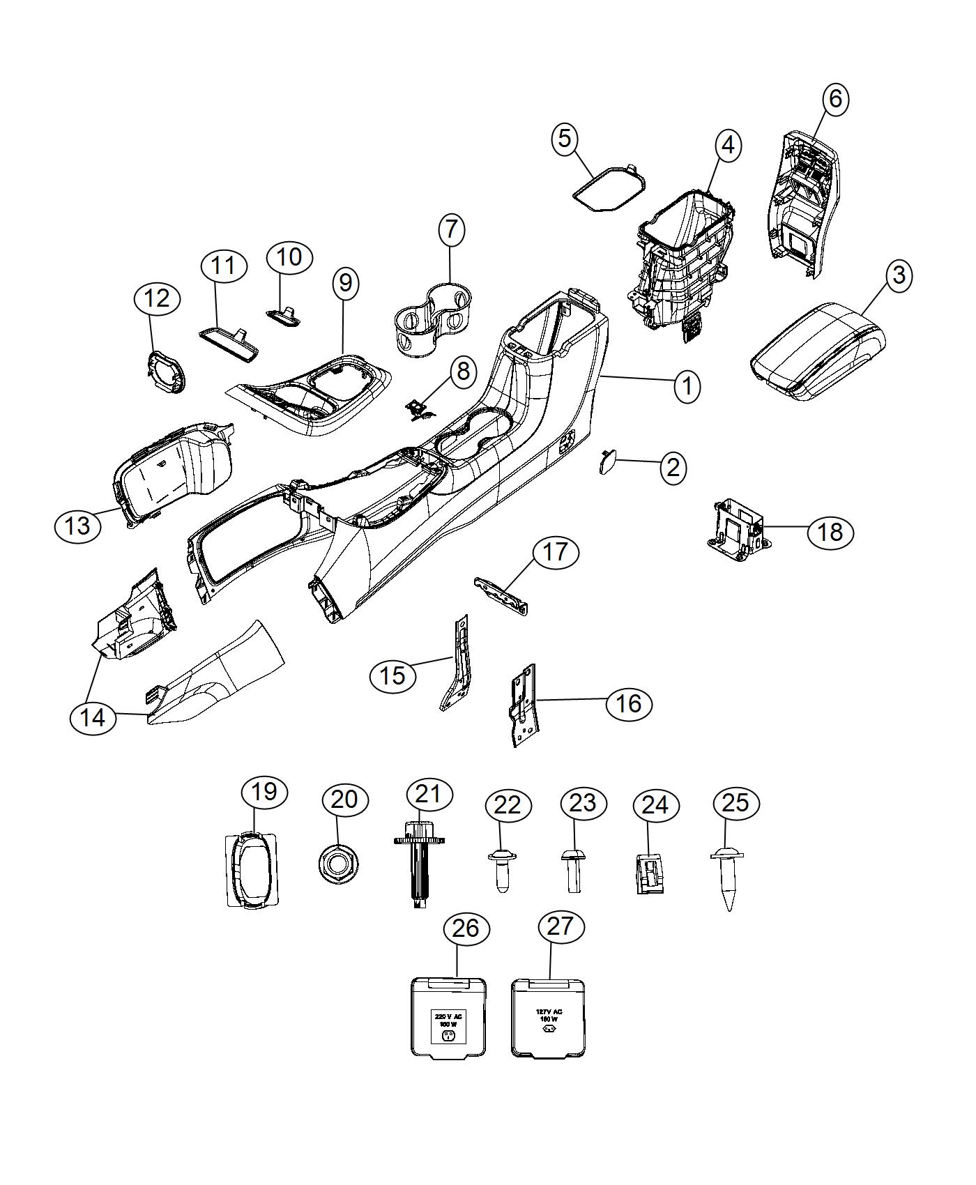 Floor Console. Diagram