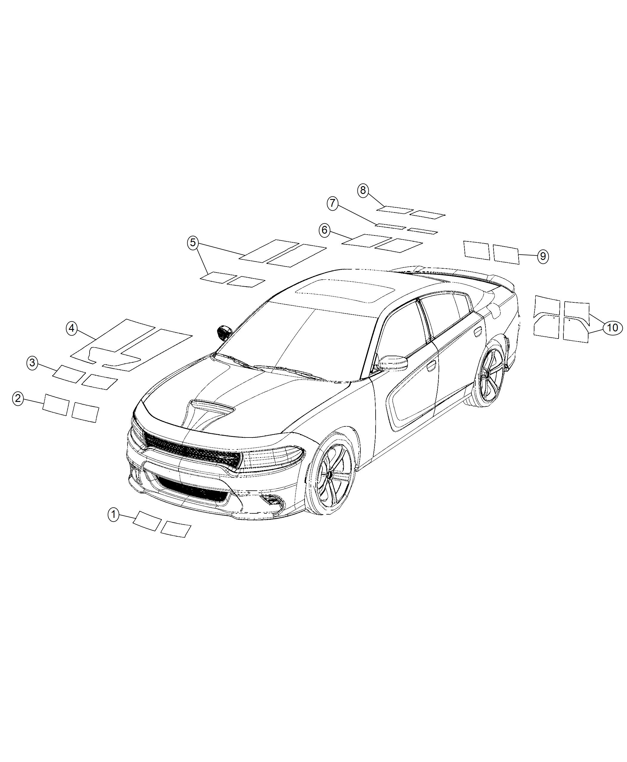 Diagram Hellcat Stripes. for your Dodge Charger  