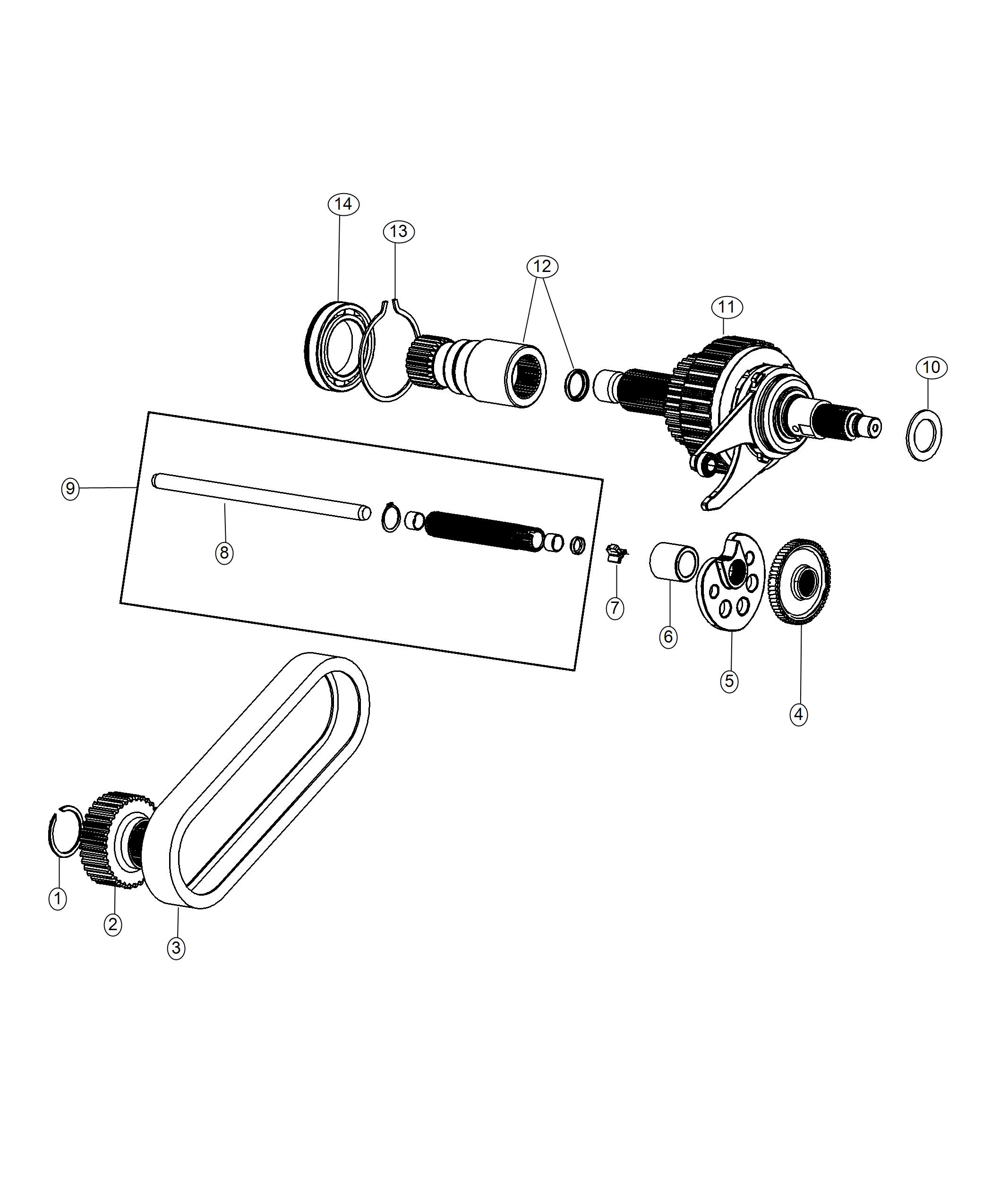 Diagram Transfer Case Gear Train [Active T/Case w/Frt Axle Disconnect]. for your Dodge Durango  