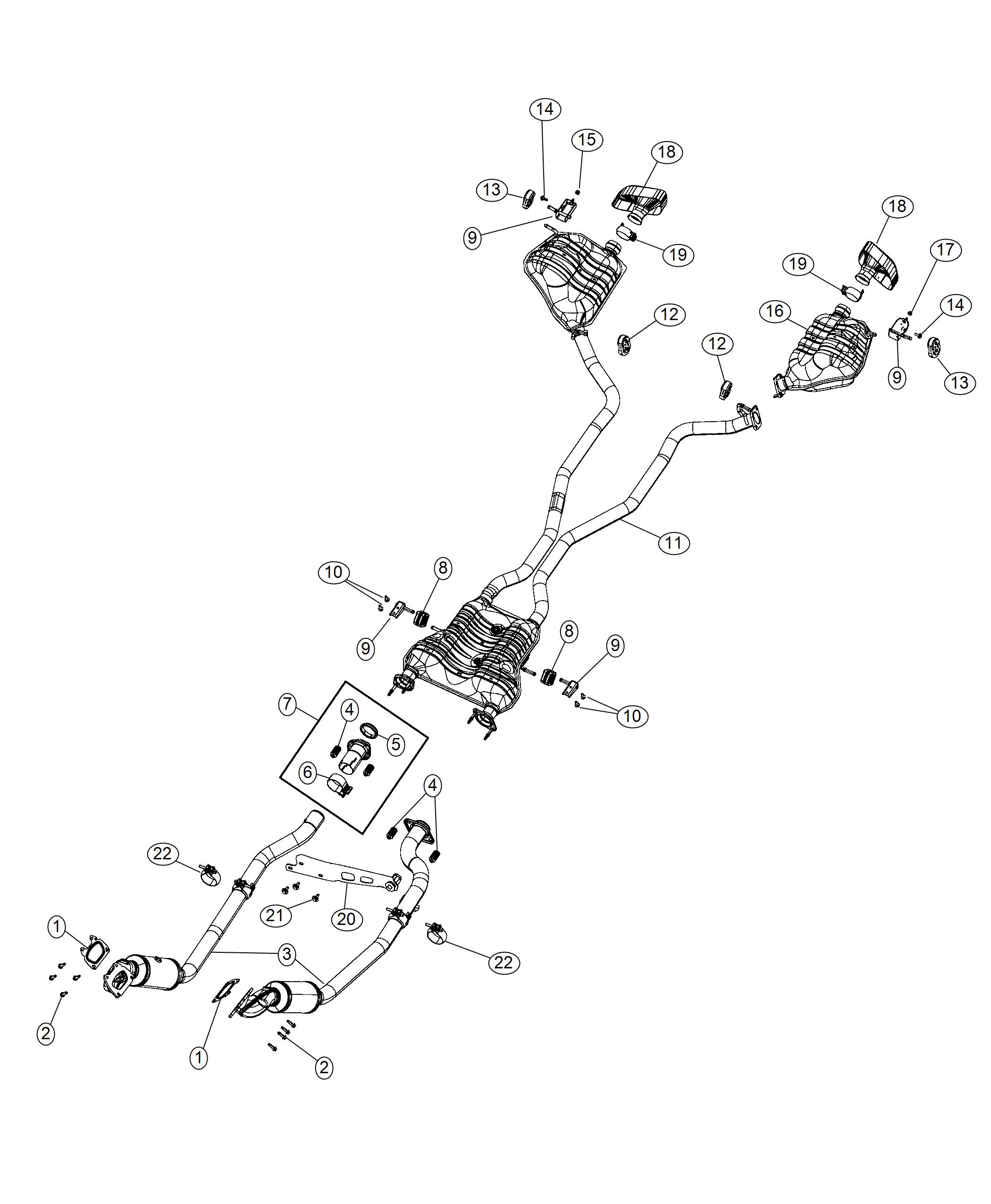 Diagram Exhaust System Dual. for your 2004 Jeep Grand Cherokee   