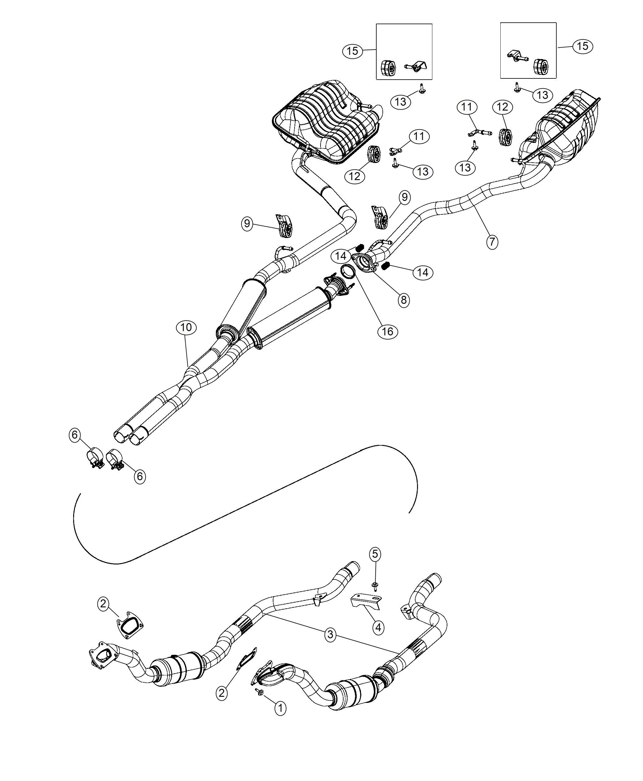 Diagram Exhaust System 3.6L [3.6L V6 24V VVT Engine], [120 HP Power Rating]. for your 2003 Chrysler 300 M  