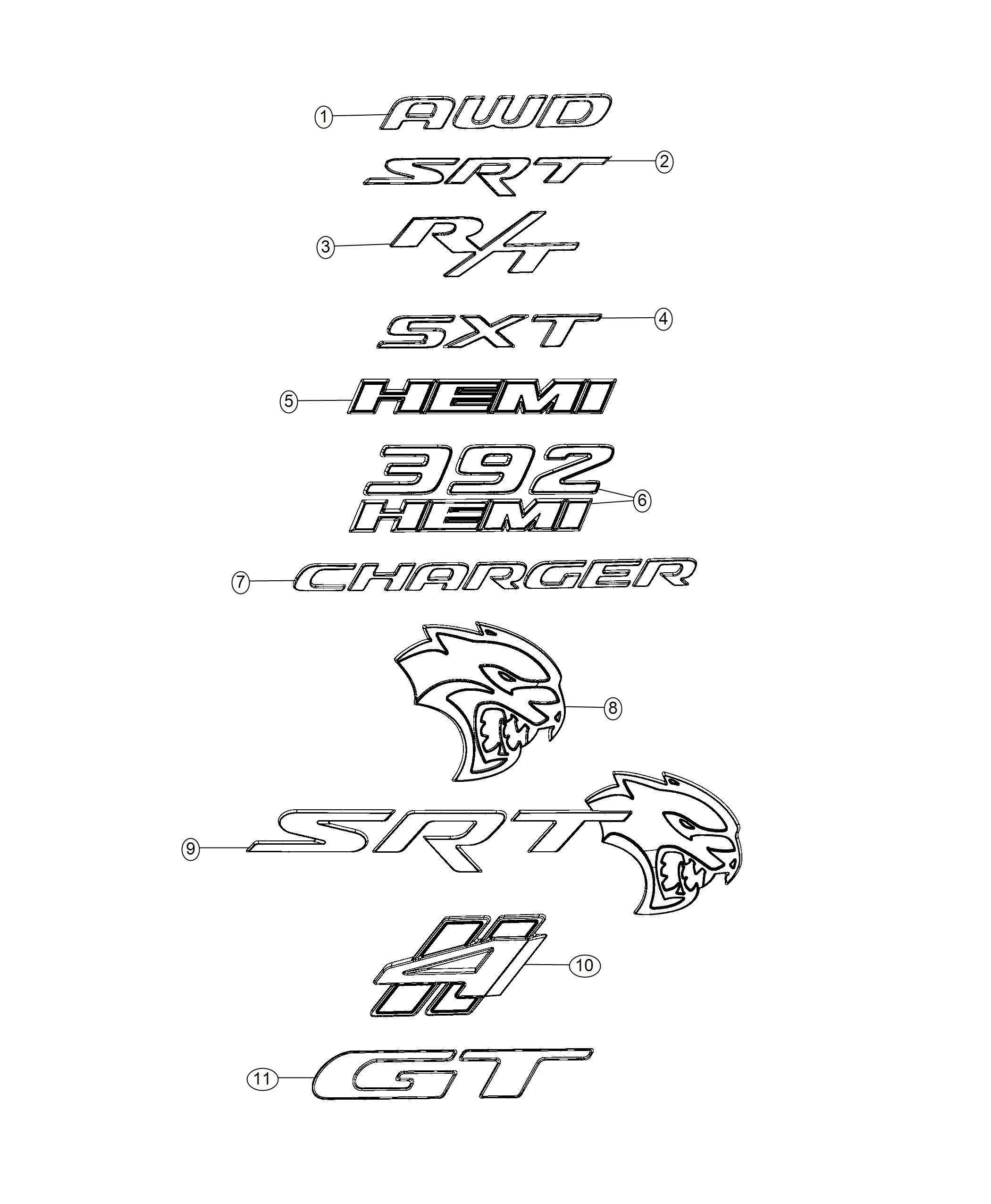 Diagram Nameplates, Emblems and Medallions. for your Dodge Journey  