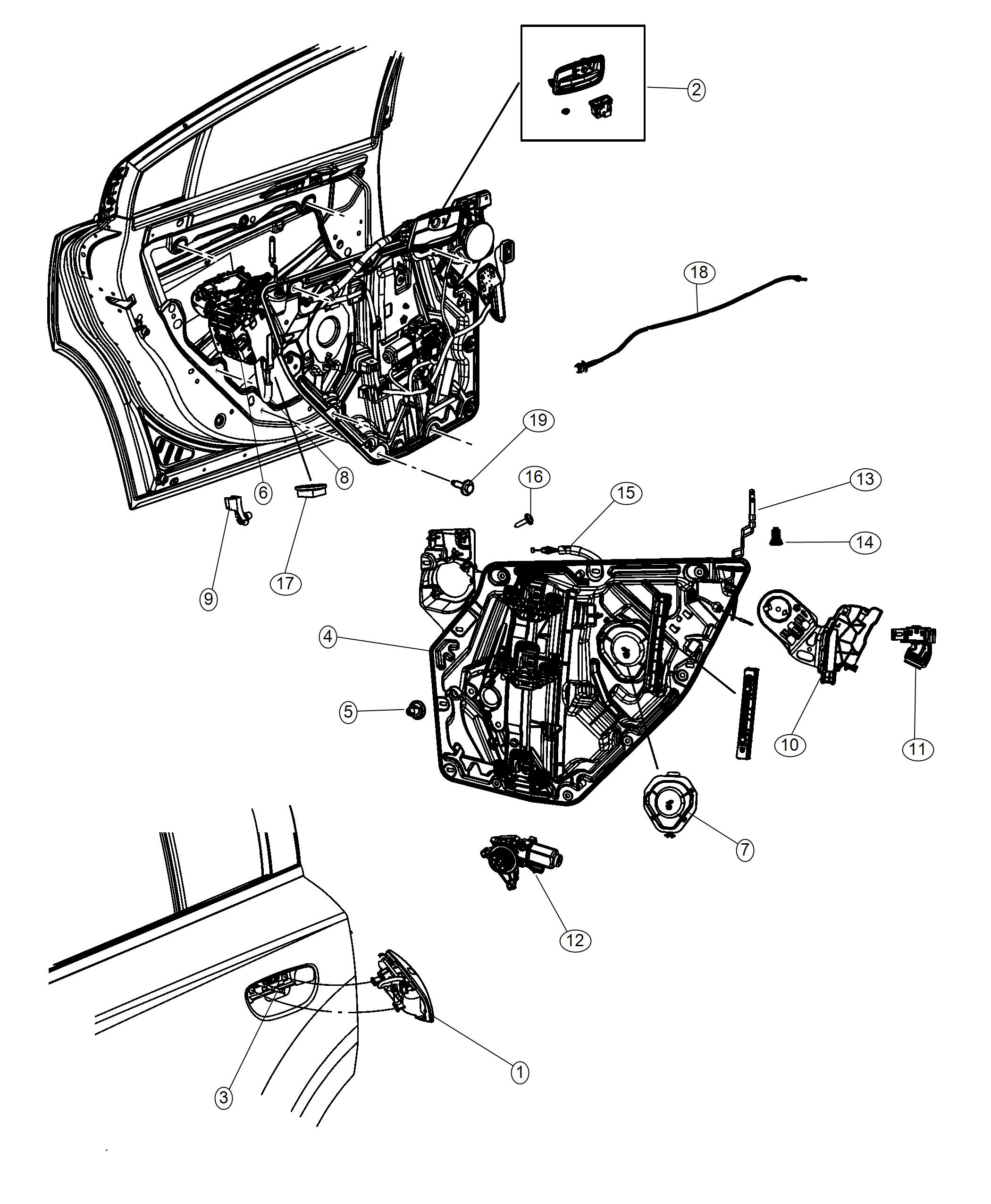 Rear Door, Hardware Components. Diagram