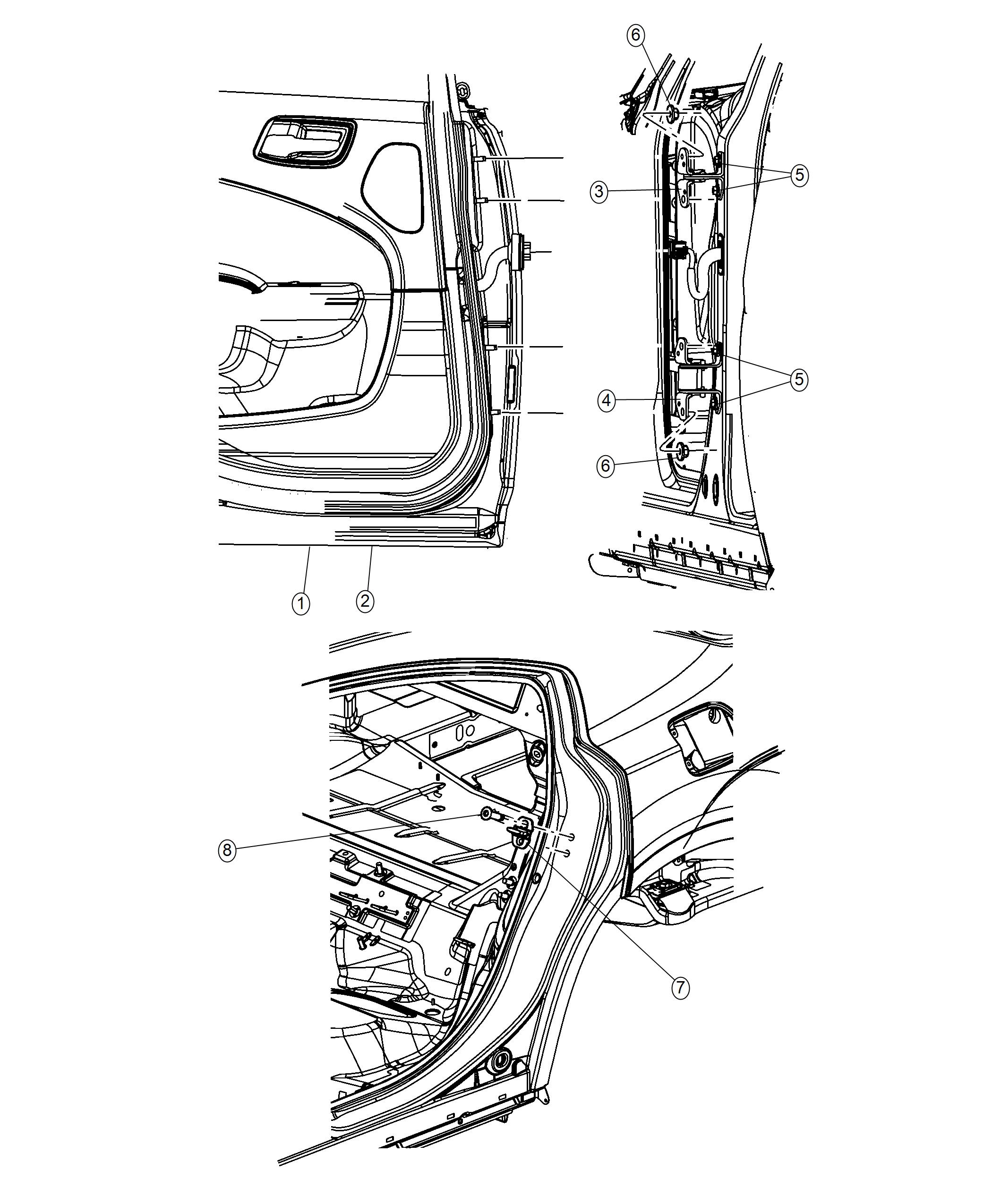 Diagram Rear, Door, Shell and Hinges. for your Dodge Charger  