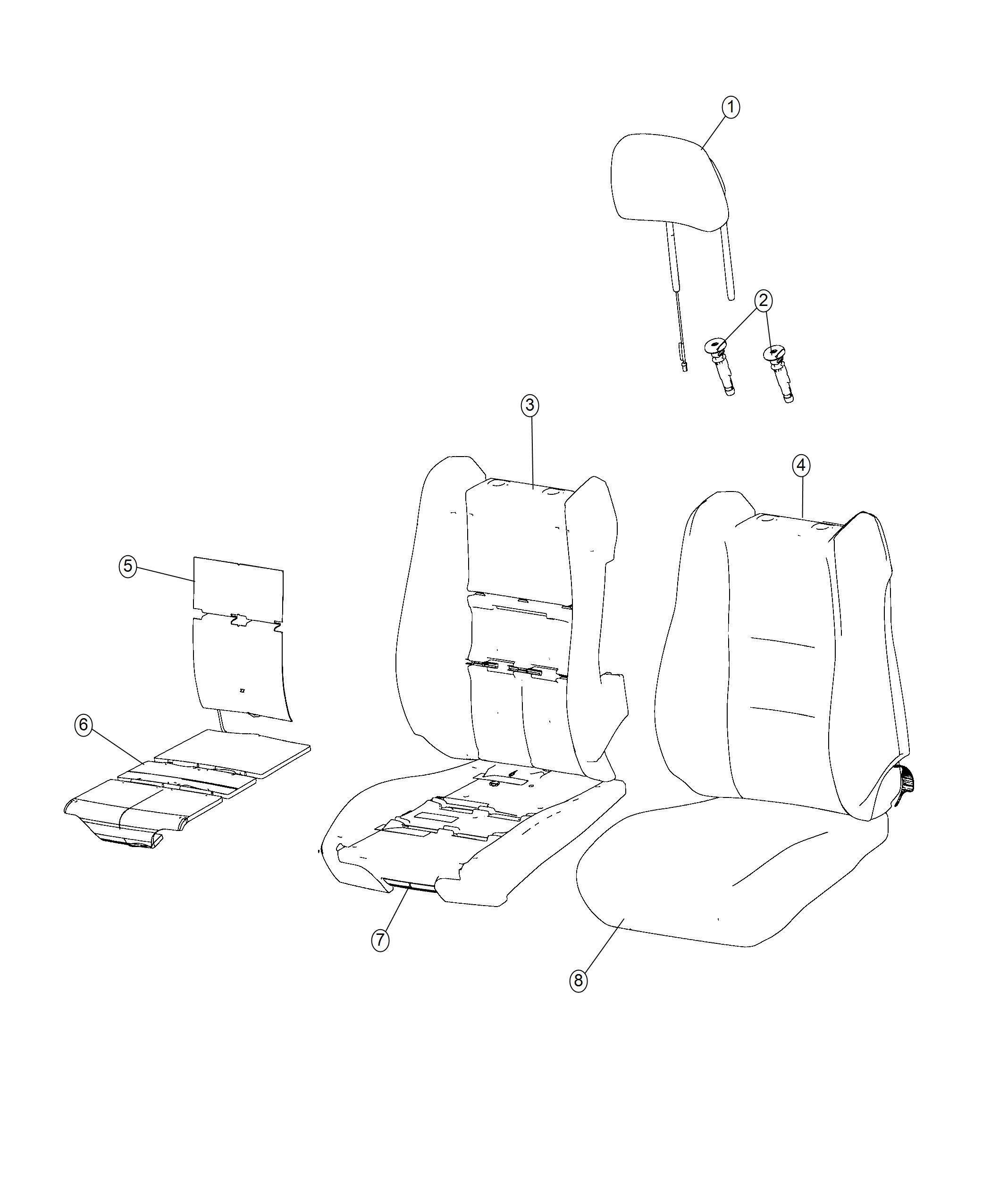 Diagram Front Seat - Bucket - Trim Code [High Perf. Laguna Leather Seats]. for your Dodge