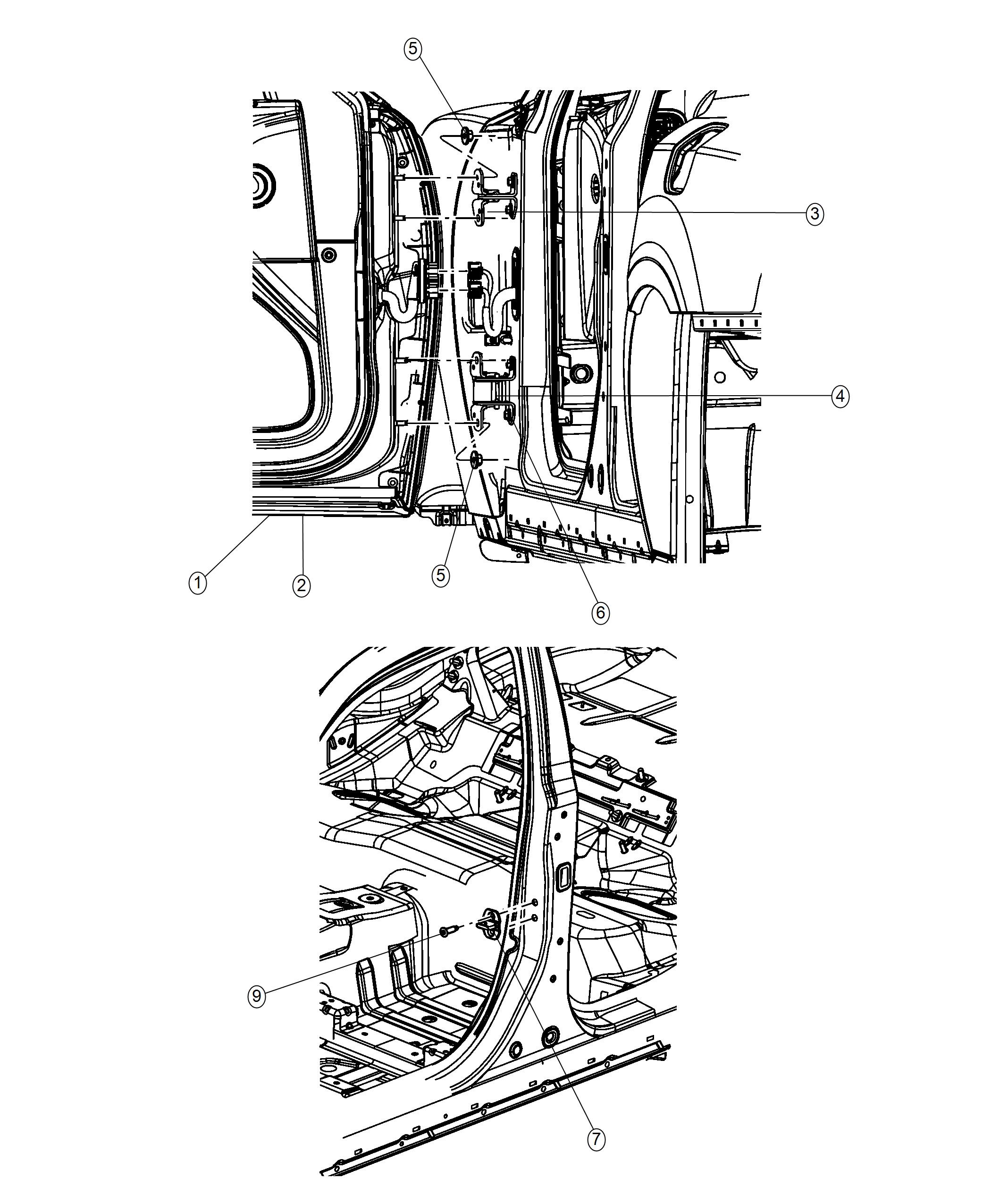 Diagram Front Door, Shell and Hinges. for your Chrysler