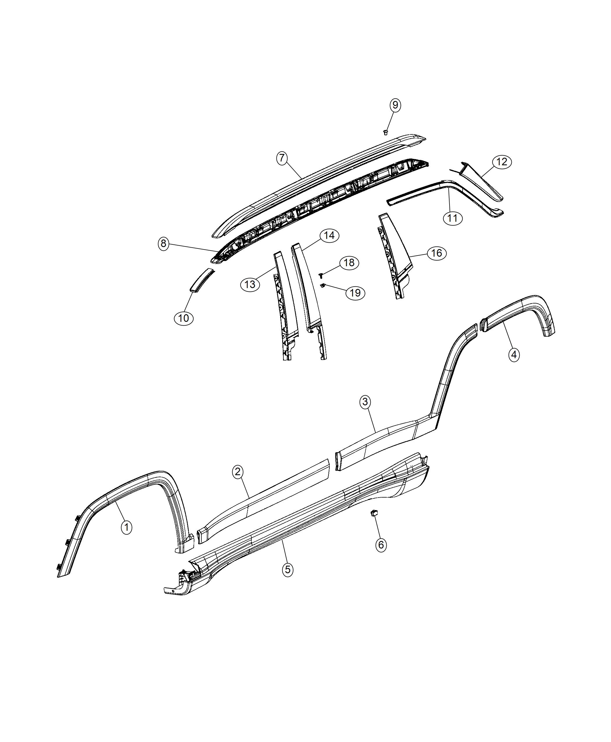 Diagram Exterior Ornamentation. for your 2003 Jeep Wrangler   