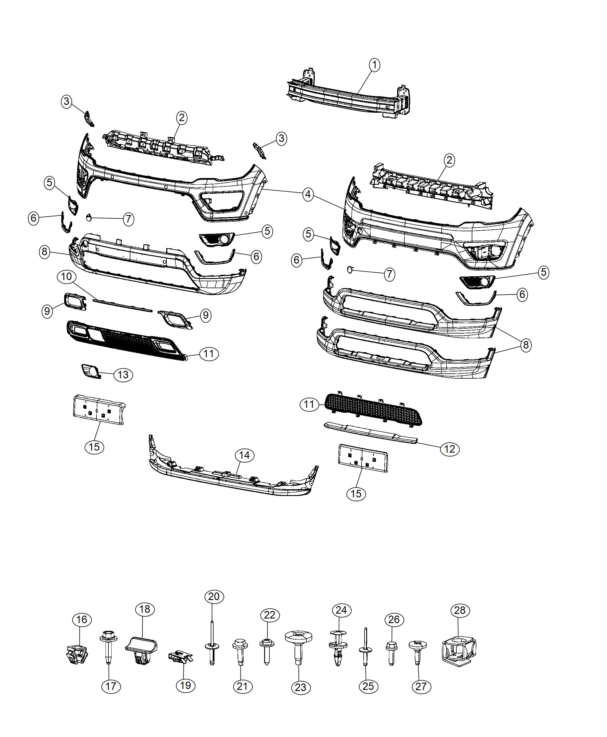 Diagram Fascia, Front. for your 2001 Jeep Wrangler   