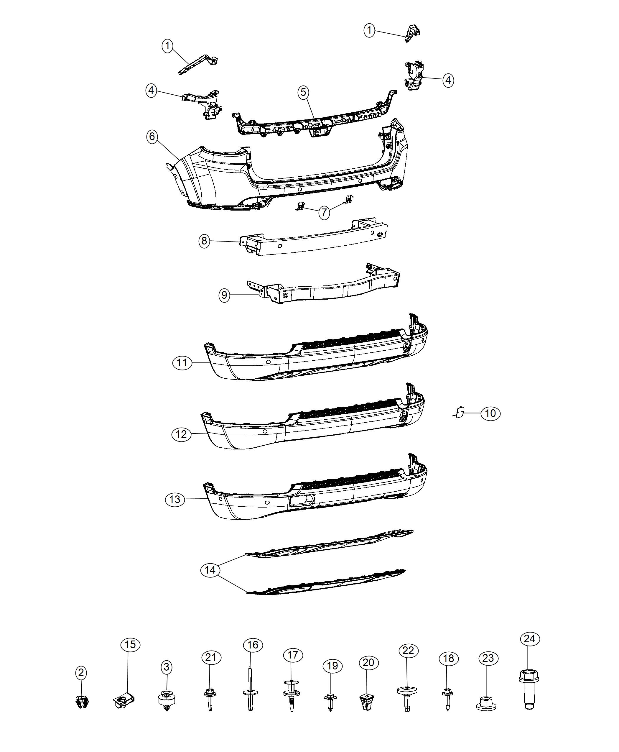 Diagram Fascia, Rear. for your 2006 Jeep Compass   