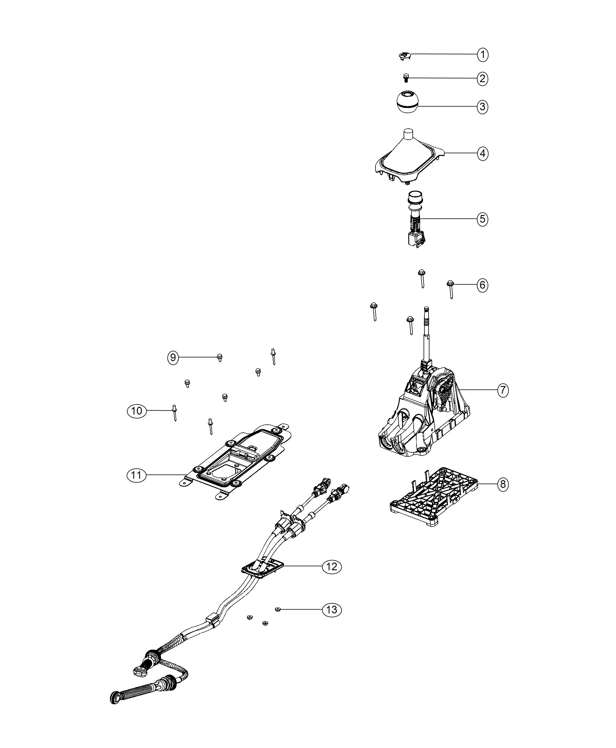 Diagram Gear Shift Lever, Boot and Knob. for your Jeep Compass  