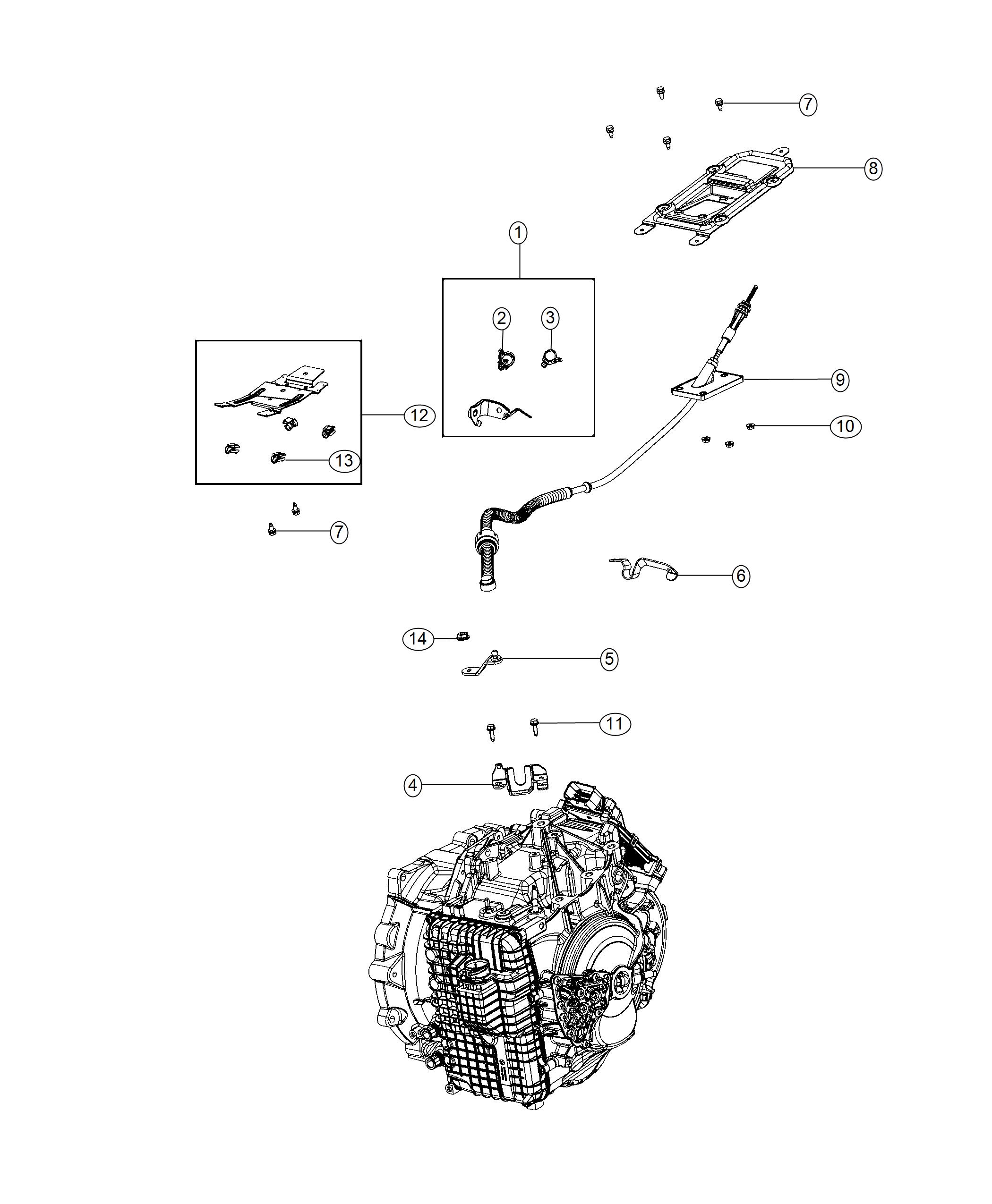 Diagram Gear Shift Cable And Bracket. for your 2018 Jeep Compass   