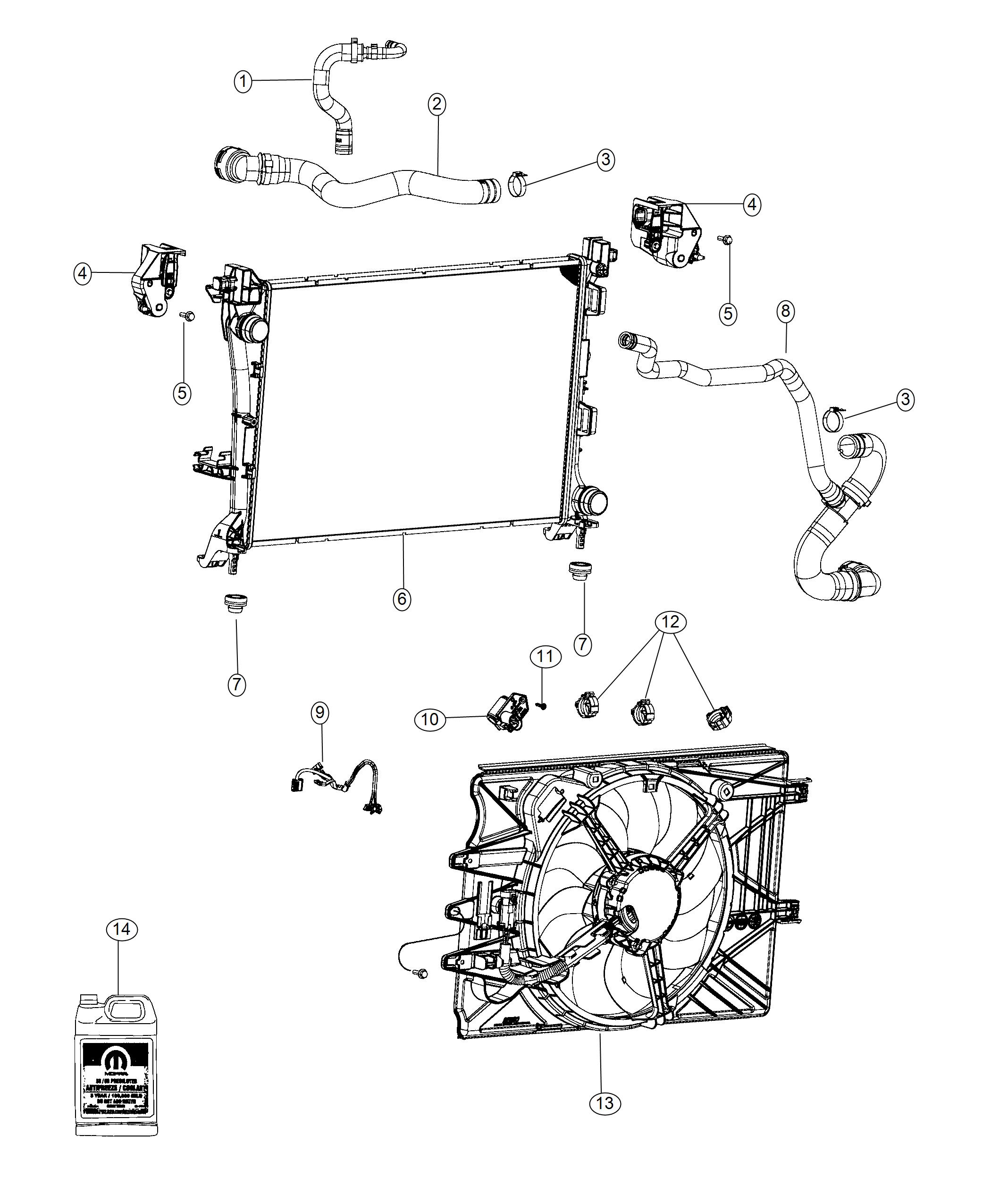 Diagram Radiator and Related Parts. for your 2004 Chrysler 300  M 