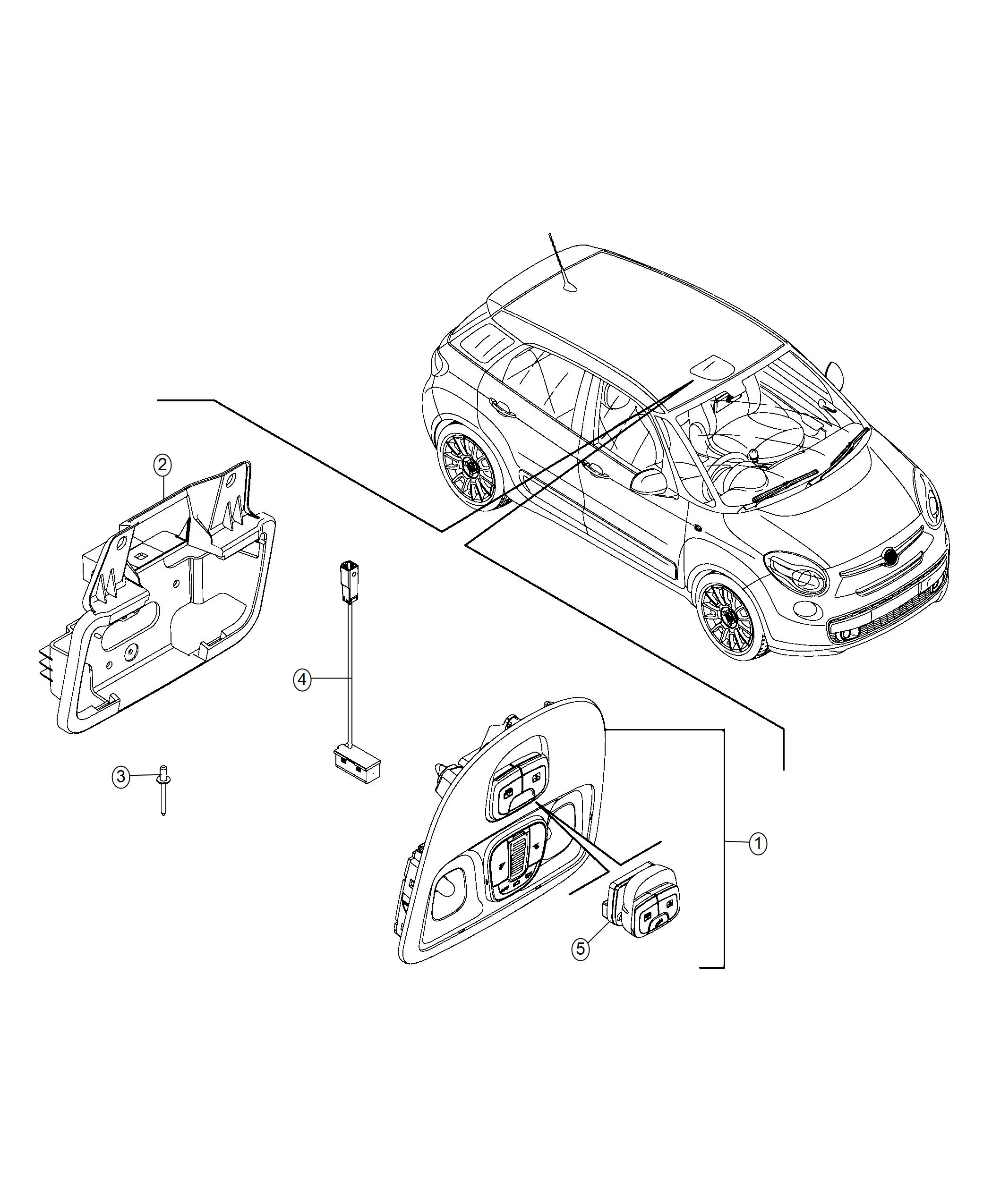 Diagram Switch, Microphone, Sunroof and Overhead Lamp. for your Fiat 500L  