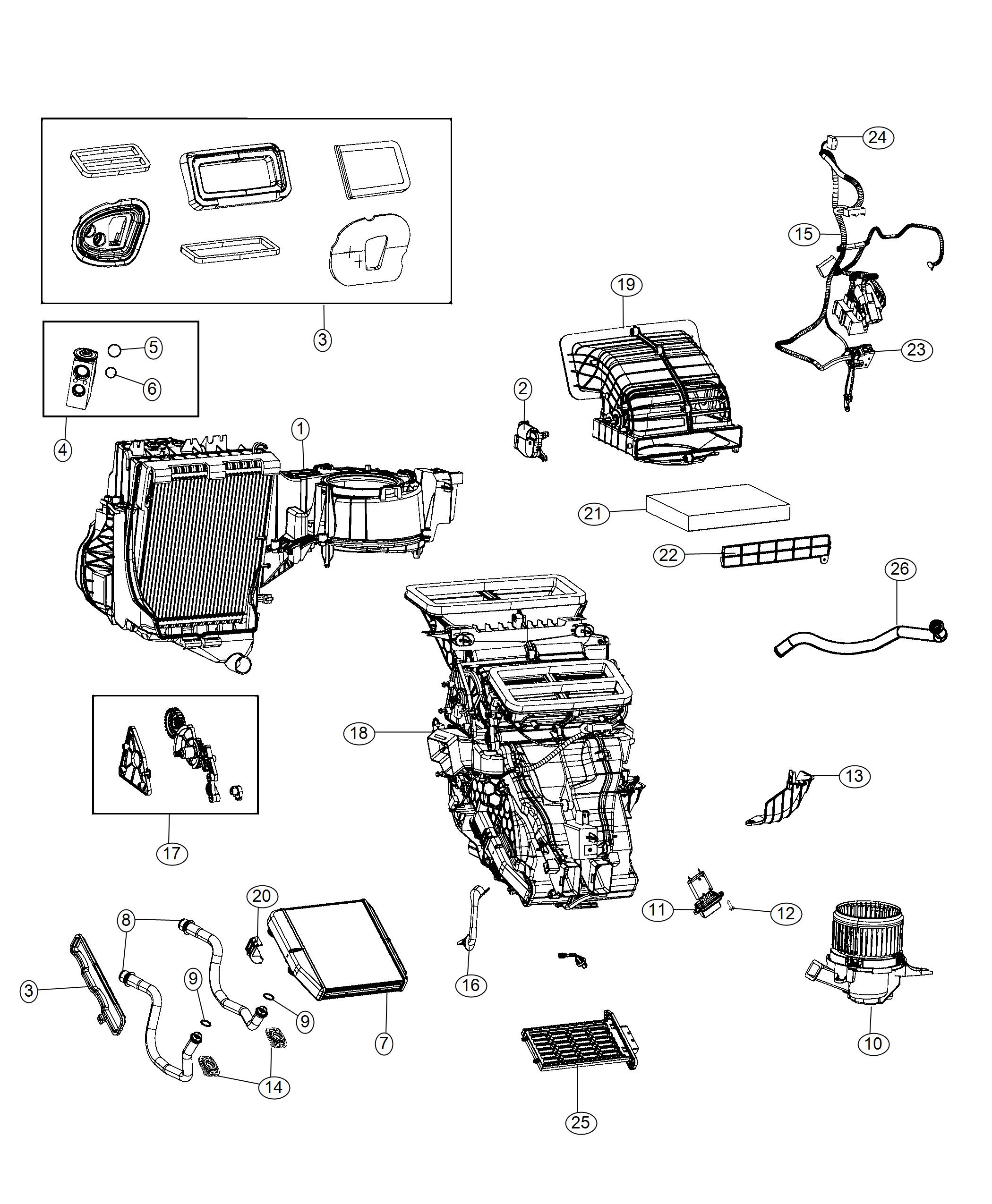 A/C And Heater Unit Serviceable Components. Diagram