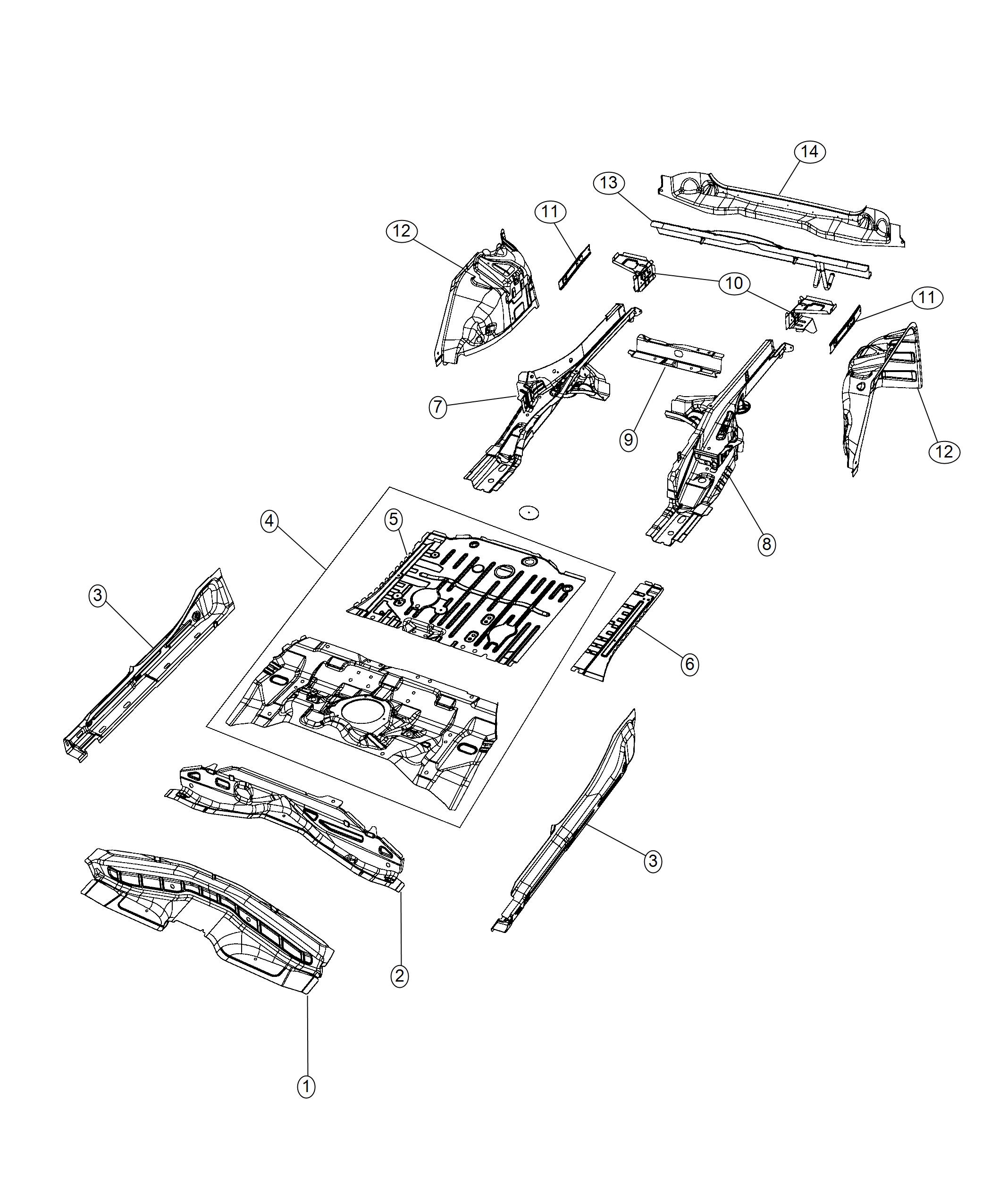 Diagram Floor Pan Rear. for your 2000 Chrysler 300  M 